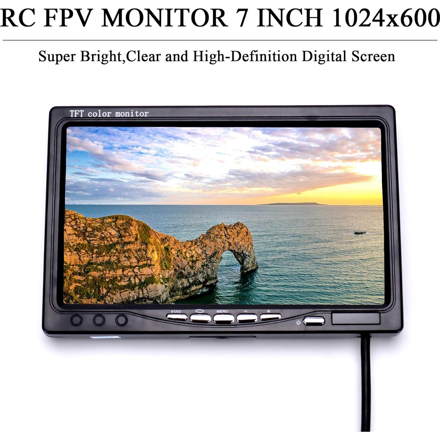 Monitor FPV 7" LongJinSheng LCD 1024x600 con Capota Solar
