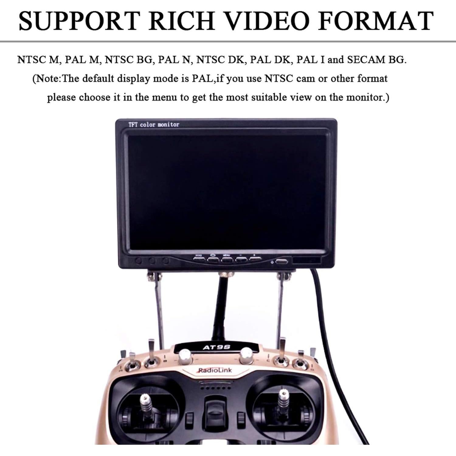 Monitor FPV 7" LongJinSheng LCD 1024x600 con Capota Solar