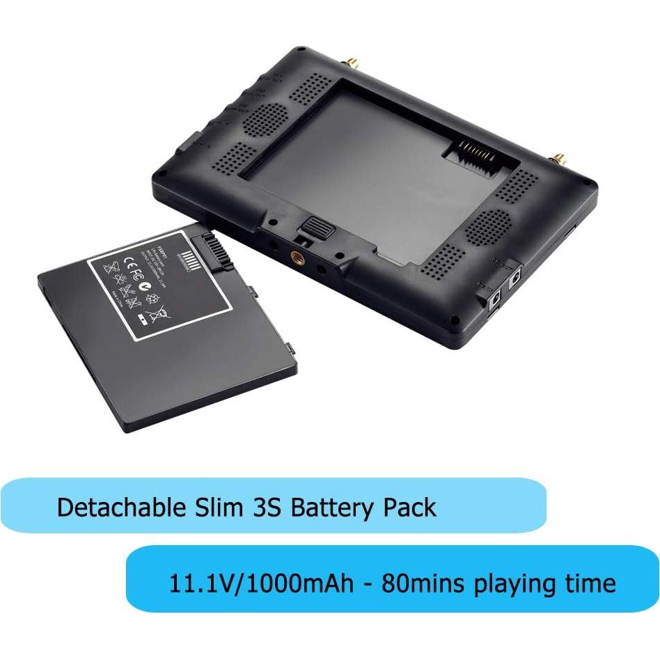 Monitor FPV Flysight Black Pearl RC801 7" 5.8GHz DVR Batería