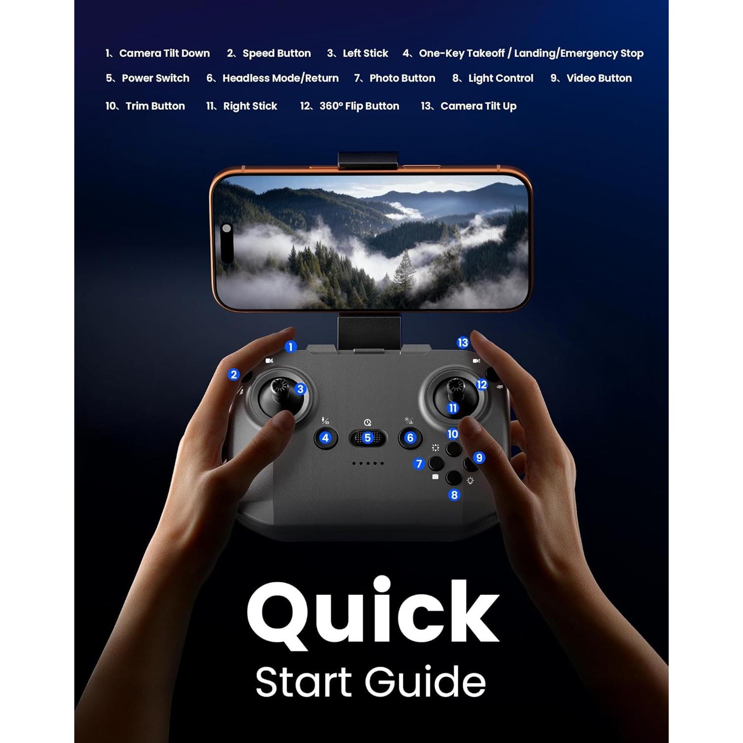 Drone Cuadricóptero RC Wheat Run con Cámara y 2 Baterías