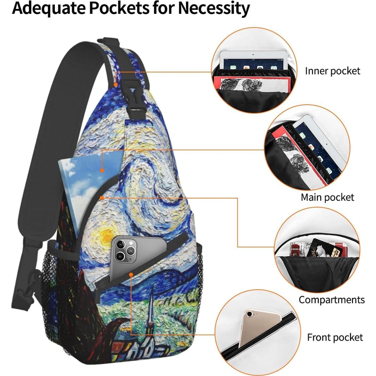 Mochila Sling GTEVUTS Estrellada Noche Azul 20L Unisex