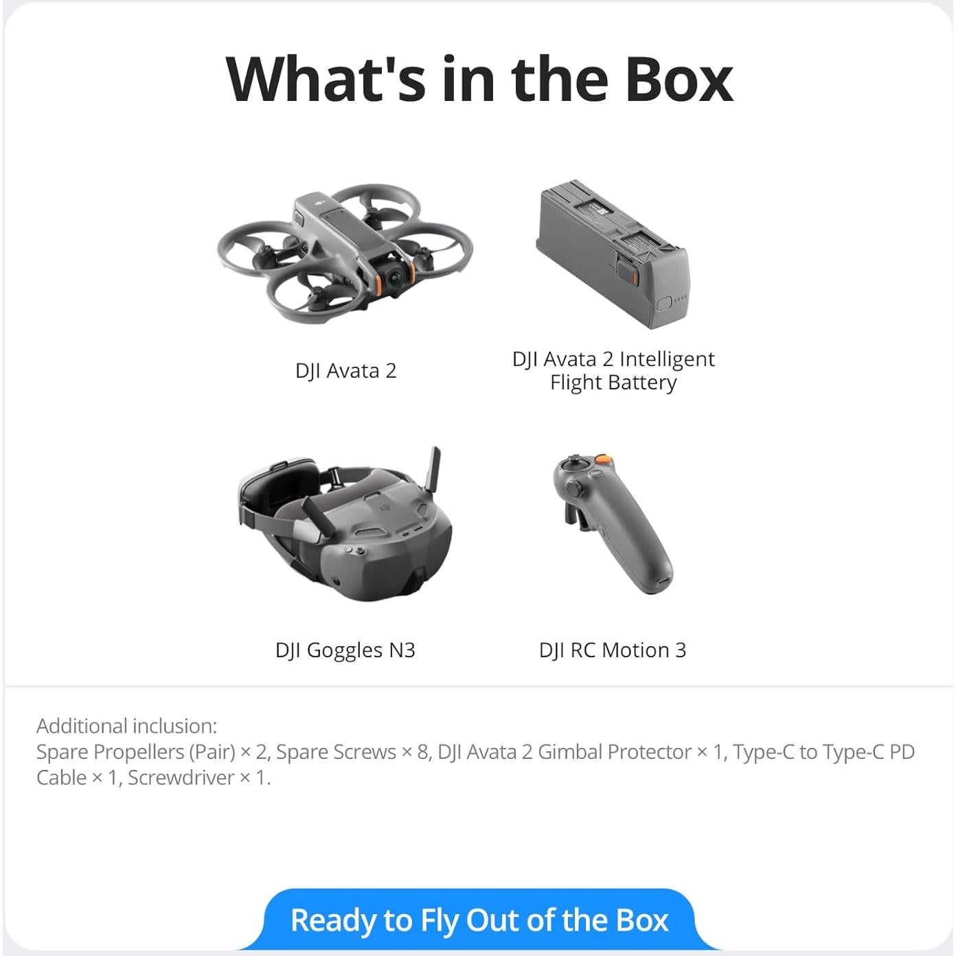 Drone FPV DJI Avata 2 Combo 4K con Gafas N3 y RC Motion 3