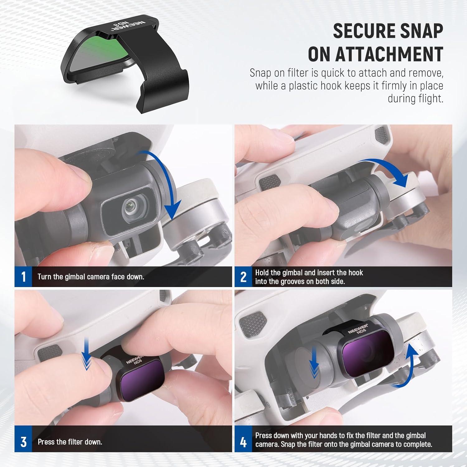 Juego de Filtros ND NEEWER para DJI Mini 4K/2 SE - CPL/ND8/ND16