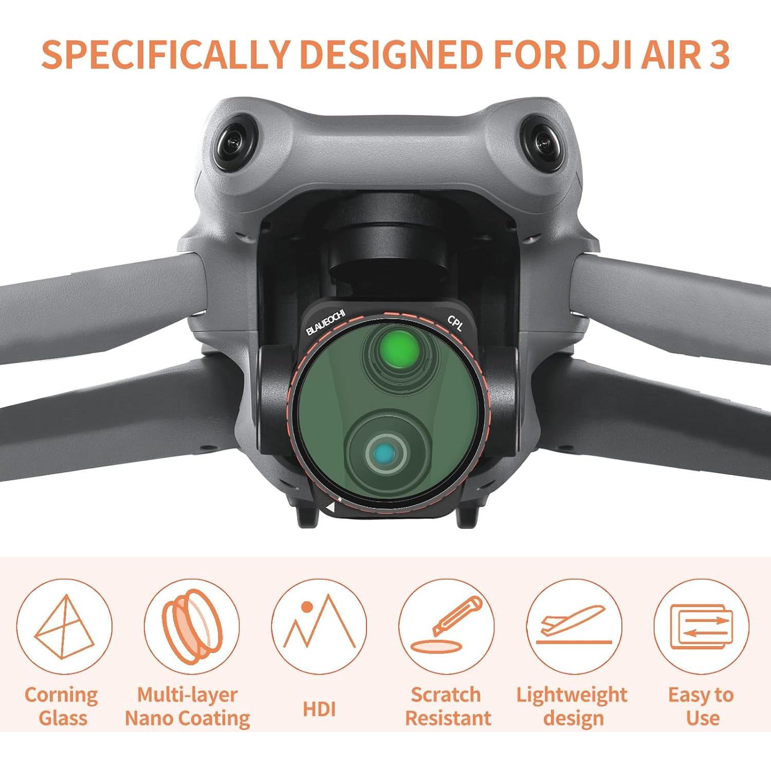 Kit de Filtros 8 Piezas para Drone DJI Air 3 - Aluminio