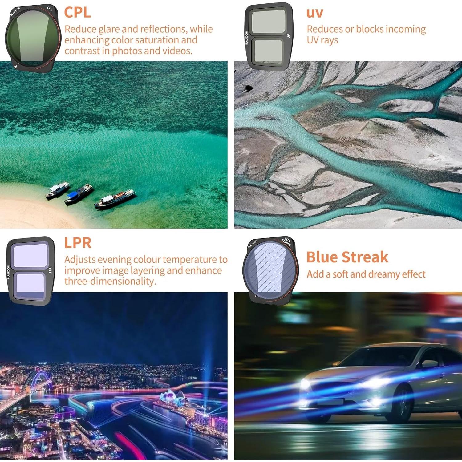 Kit de Filtros 8 Piezas para Drone DJI Air 3 - Aluminio