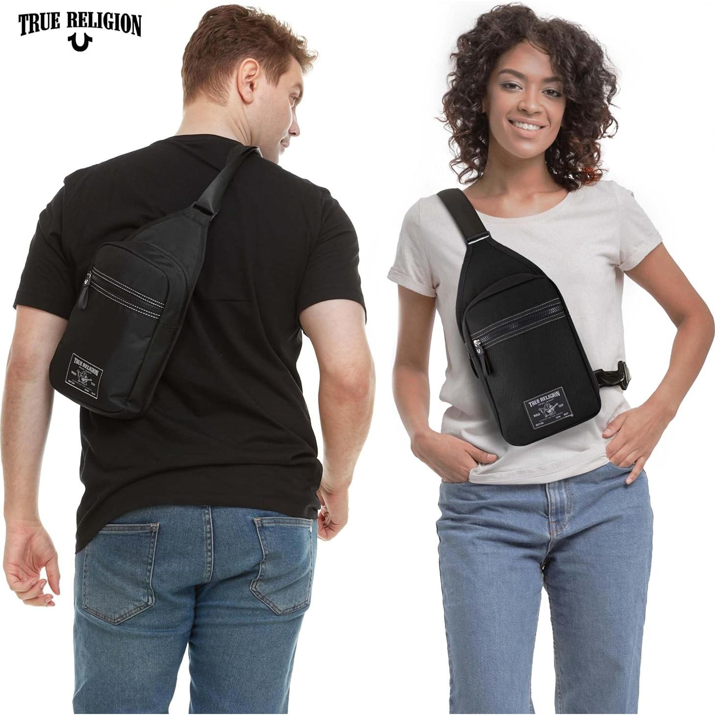 Bolsa Cruzada True Religion Unisex Negra 17.8x7.6x35.5cm