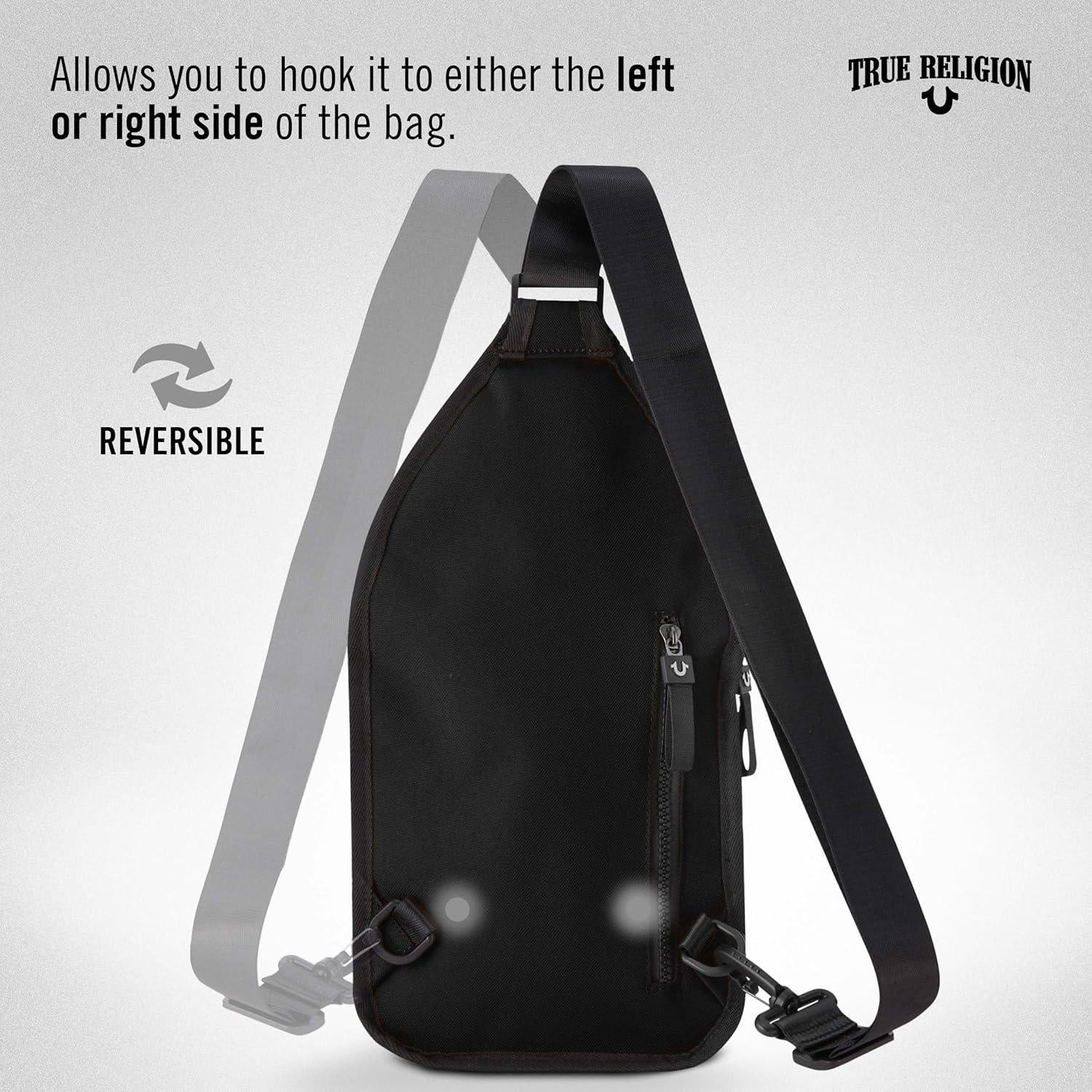 Bolsa Cruzada True Religion Unisex Negra 17.8x7.6x35.5cm