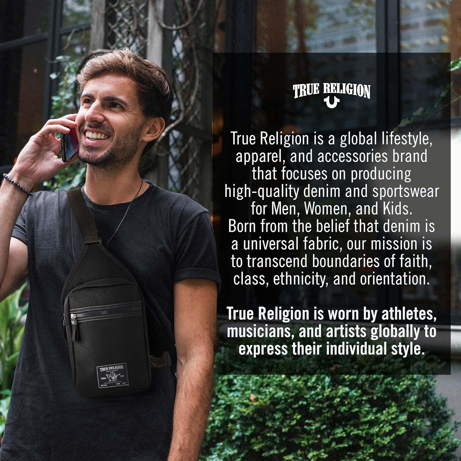 Bolsa Cruzada True Religion Unisex Negra 17.8x7.6x35.5cm