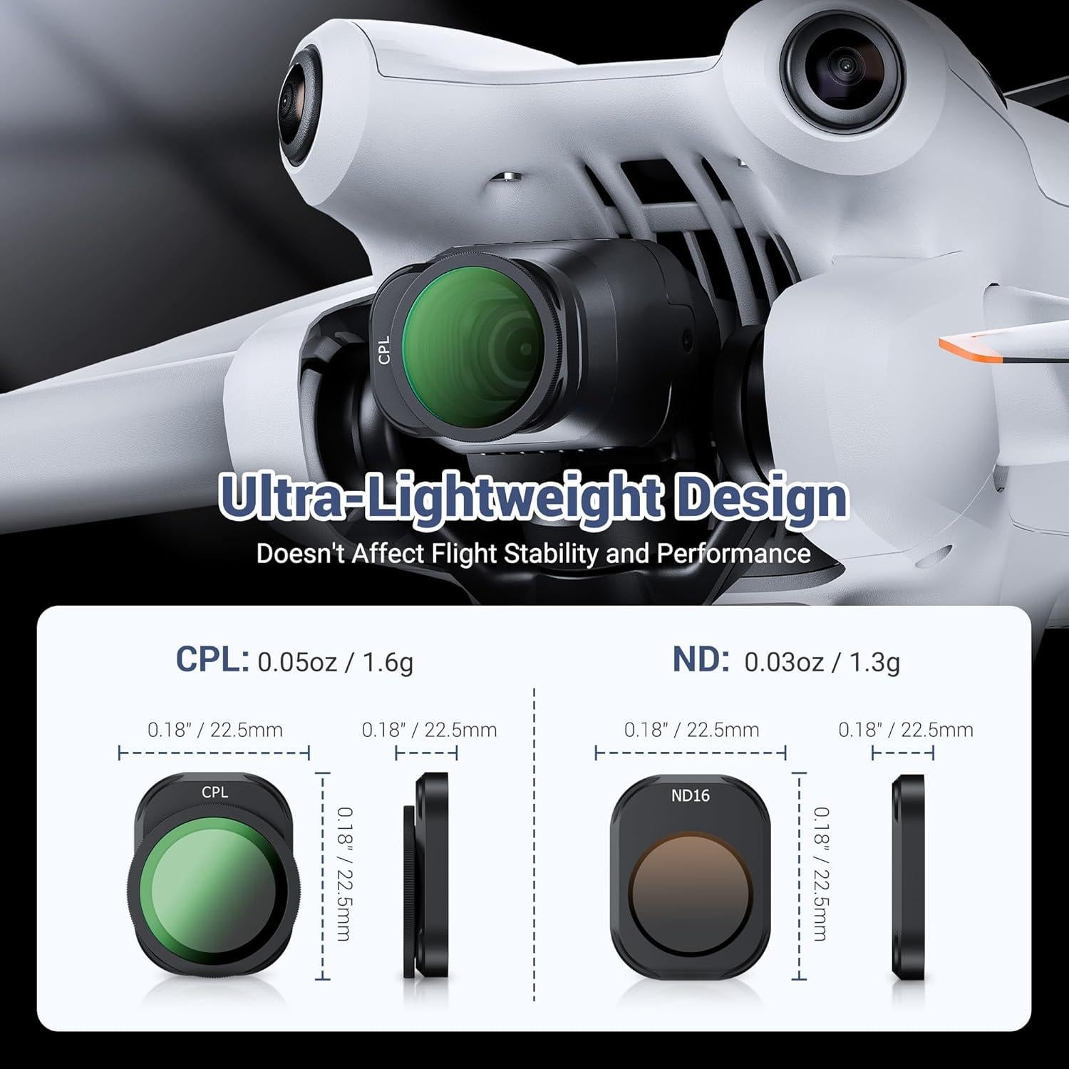 Kit de Filtros JJC ND & CPL para DJI Mini 4 Pro - 4 Piezas