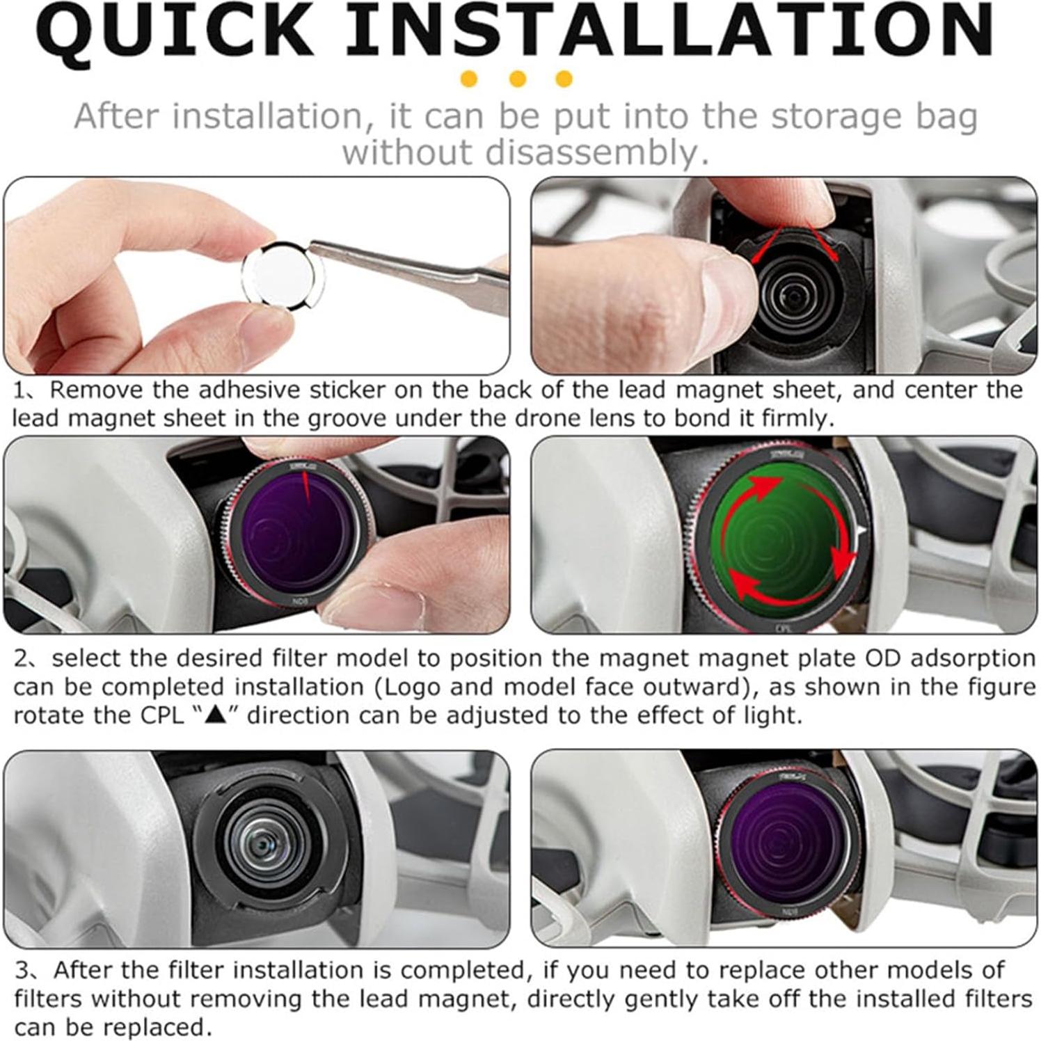 Filtros CPL ND8 ND16 ND32 Lichifit para DJI NEO - Set 4 Piezas