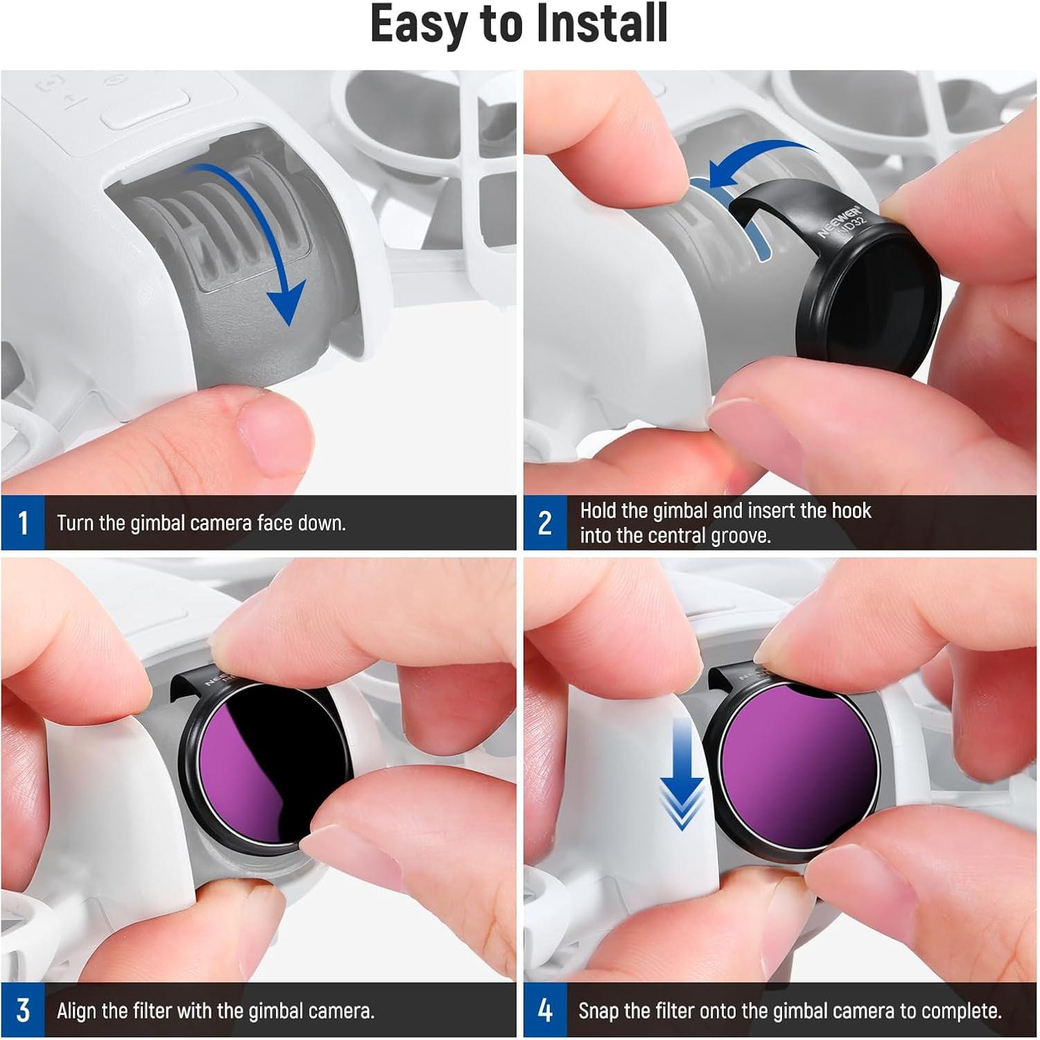 Juego de Filtros ND Magnéticos NEEWER para Dron DJI NEO - ND8, ND32 y CPL