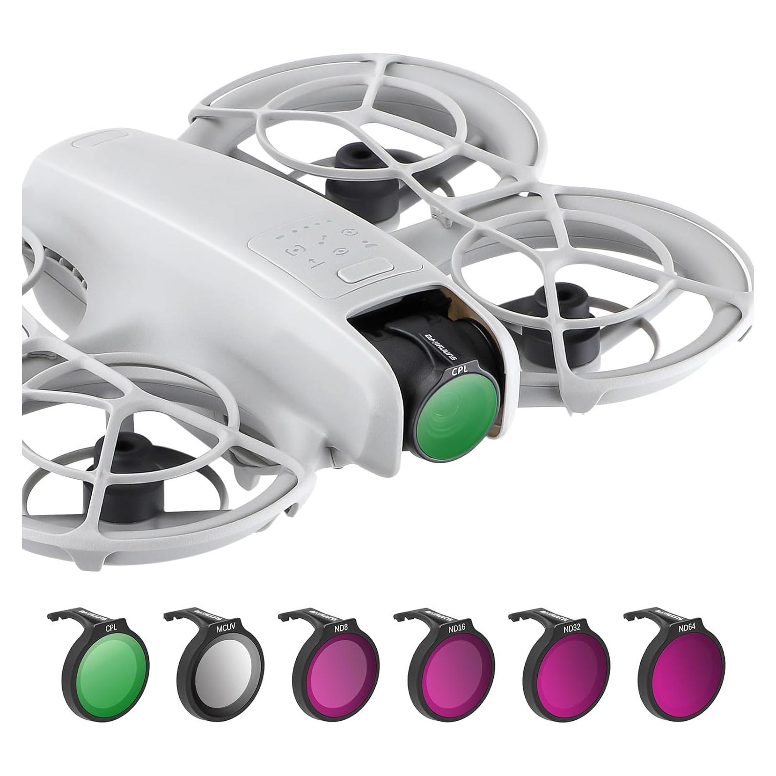 Juego de Filtros de Lente Sunnylife para DJI NEO - 6 Piezas ND8, ND16, ND32, ND64, CPL, MCUV