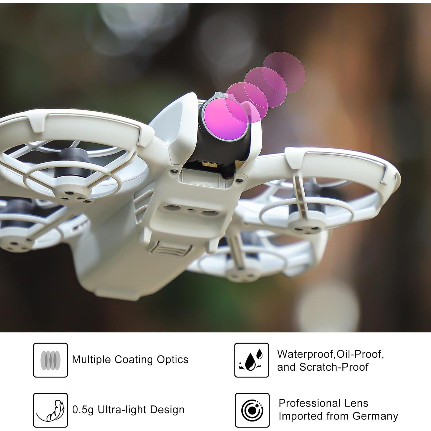 Juego de Filtros de Lente Sunnylife para DJI NEO - 6 Piezas ND8, ND16, ND32, ND64, CPL, MCUV