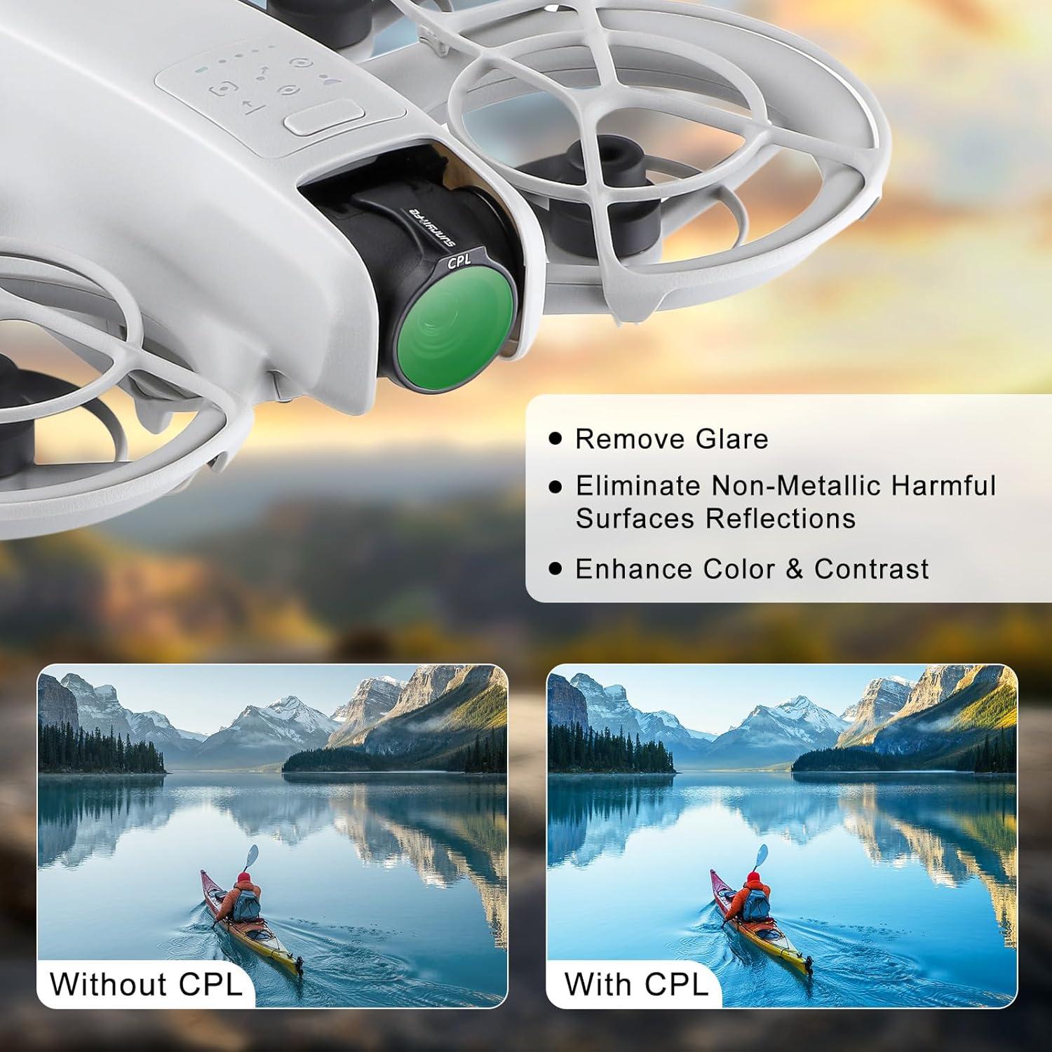 Juego de Filtros de Lente Sunnylife para DJI NEO - 6 Piezas ND8, ND16, ND32, ND64, CPL, MCUV