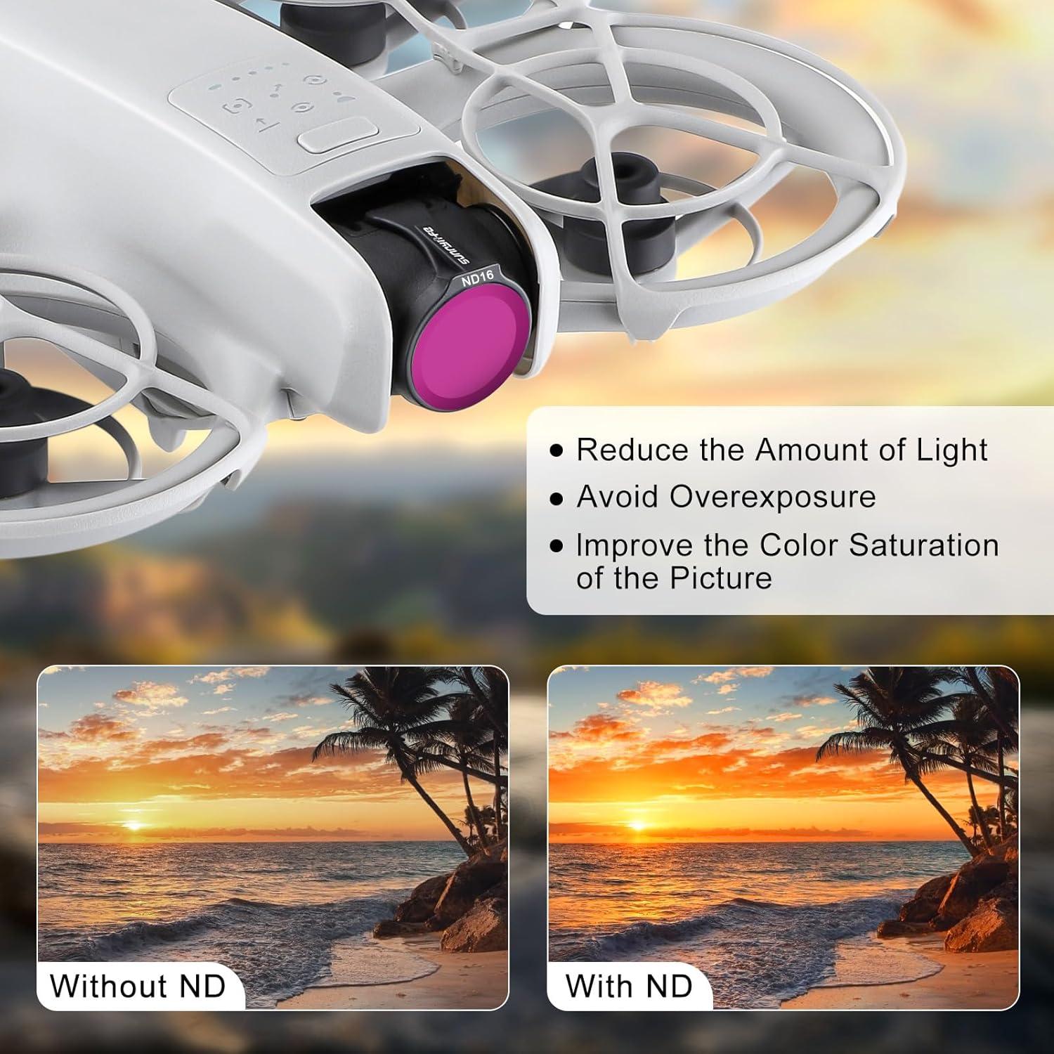 Juego de Filtros de Lente Sunnylife para DJI NEO - 6 Piezas ND8, ND16, ND32, ND64, CPL, MCUV