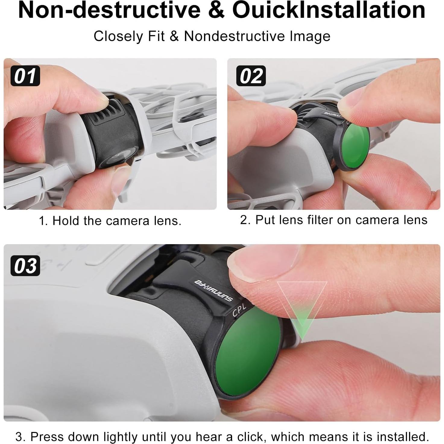 Juego de Filtros de Lente Sunnylife para DJI NEO - 6 Piezas ND8, ND16, ND32, ND64, CPL, MCUV