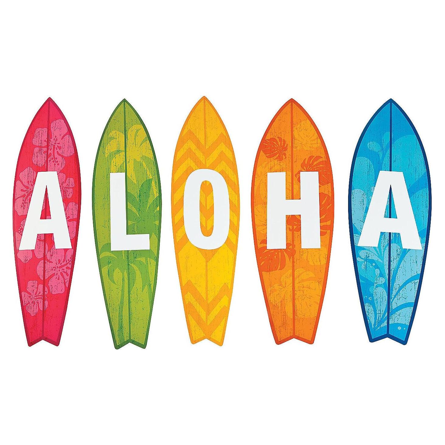 Set de 5 Recortes de Tabla de Surf Aloha - 71 cm Decoración