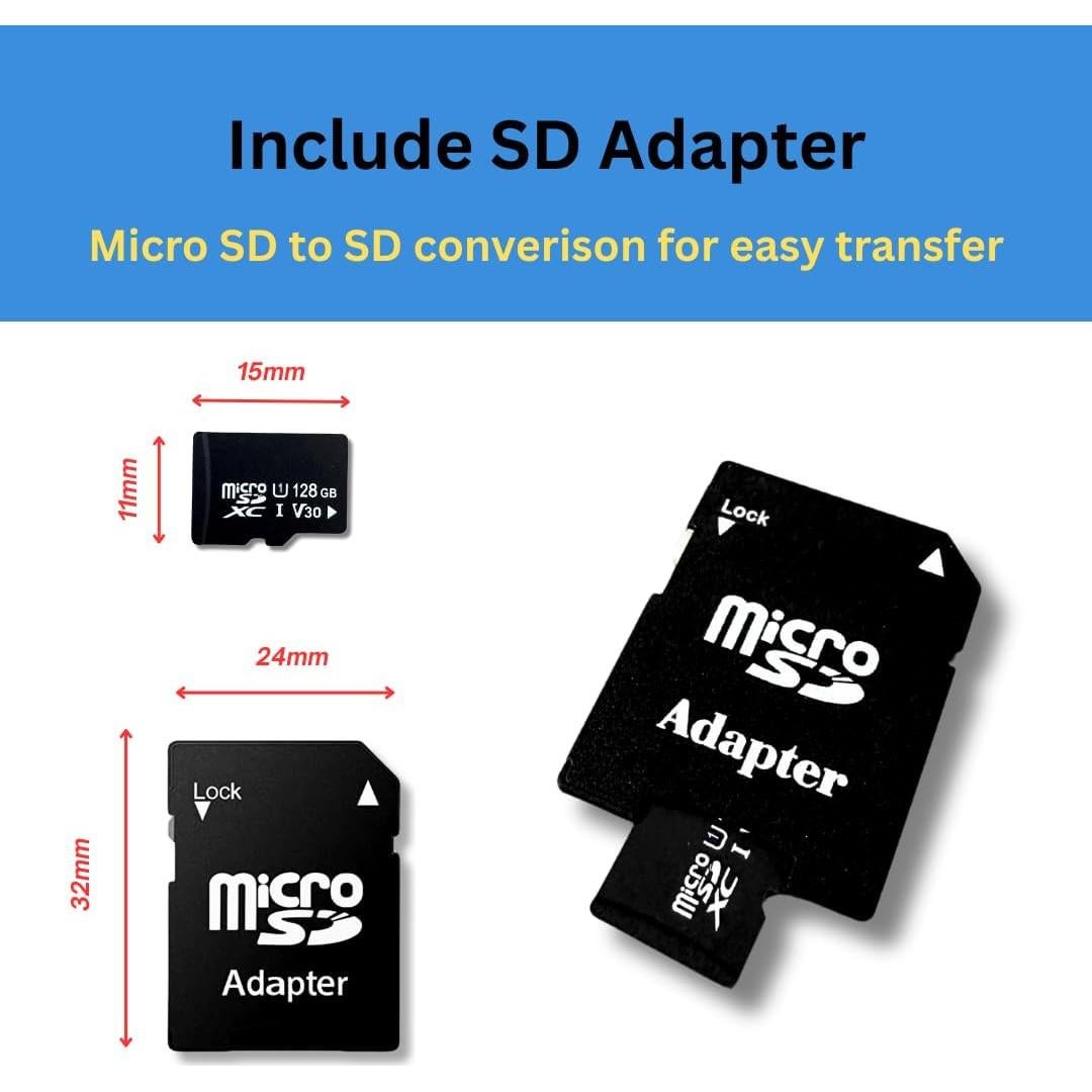 Tarjeta Micro SD 128GB Clase 10 + Adaptador SD - Hecho en Taiwán