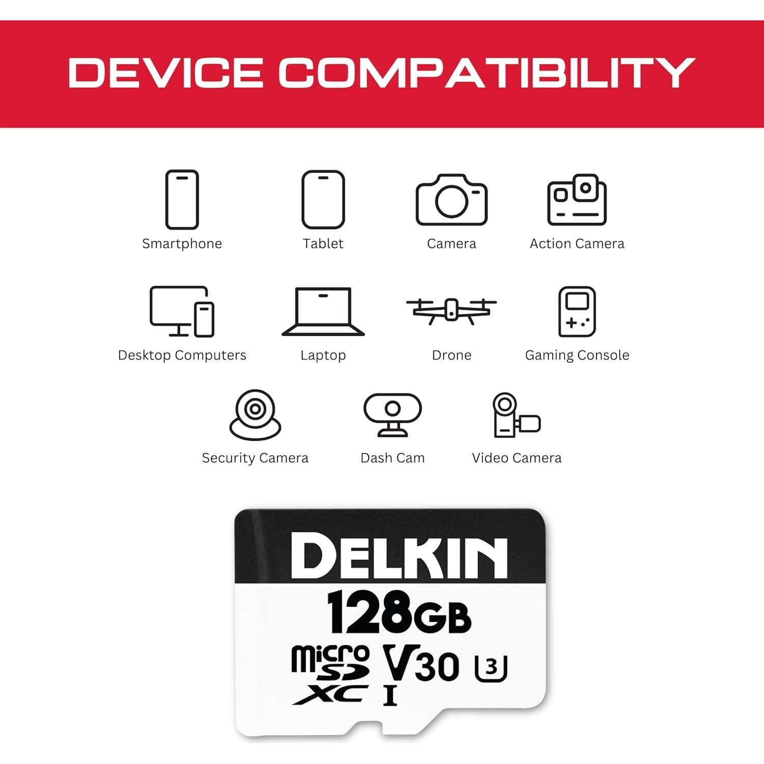 Tarjeta Micro SD Delkin Devices HYPERSPEED 128GB UHS-I 100MB/s