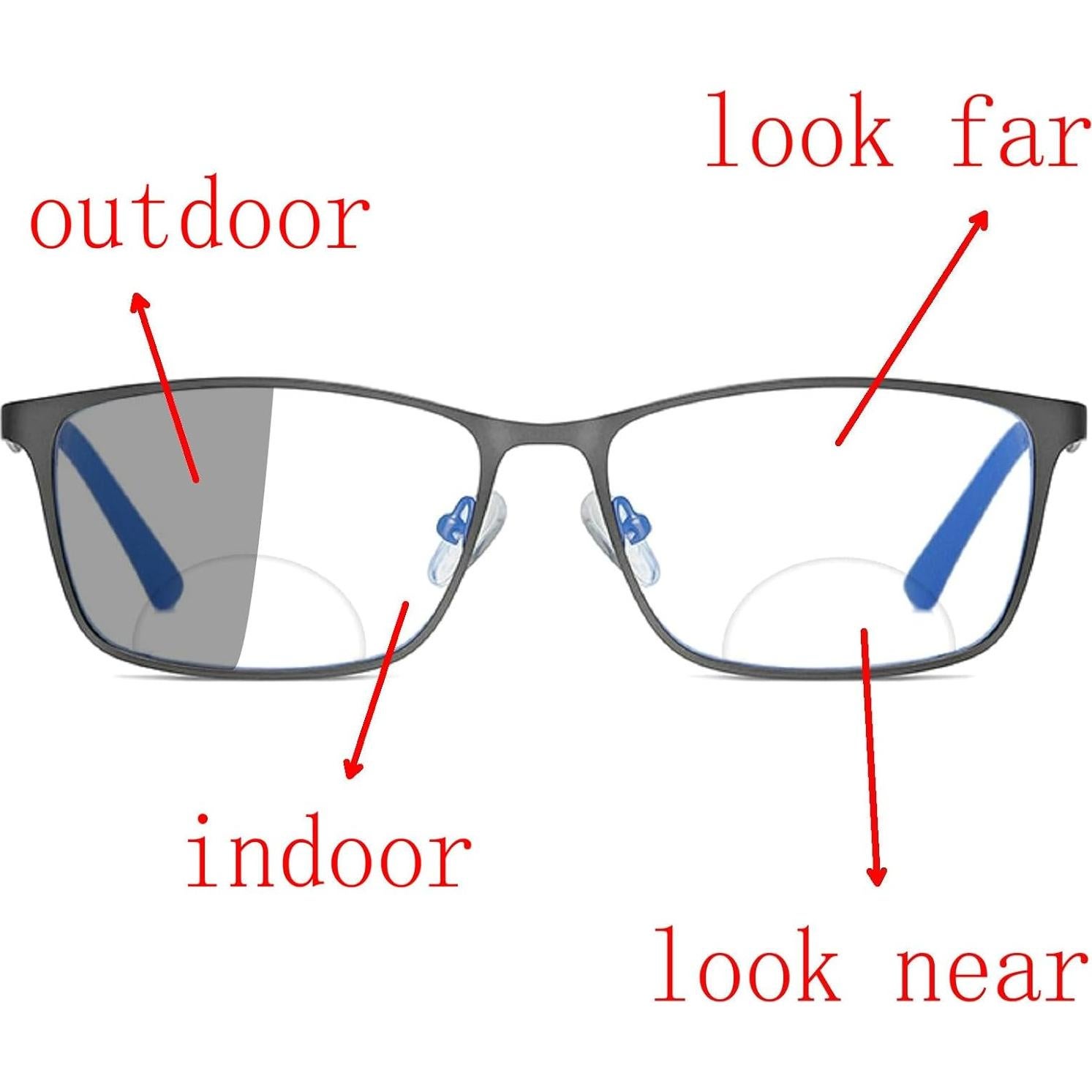 Gafas de lectura bifocales MINCL UV 0~+4 gris