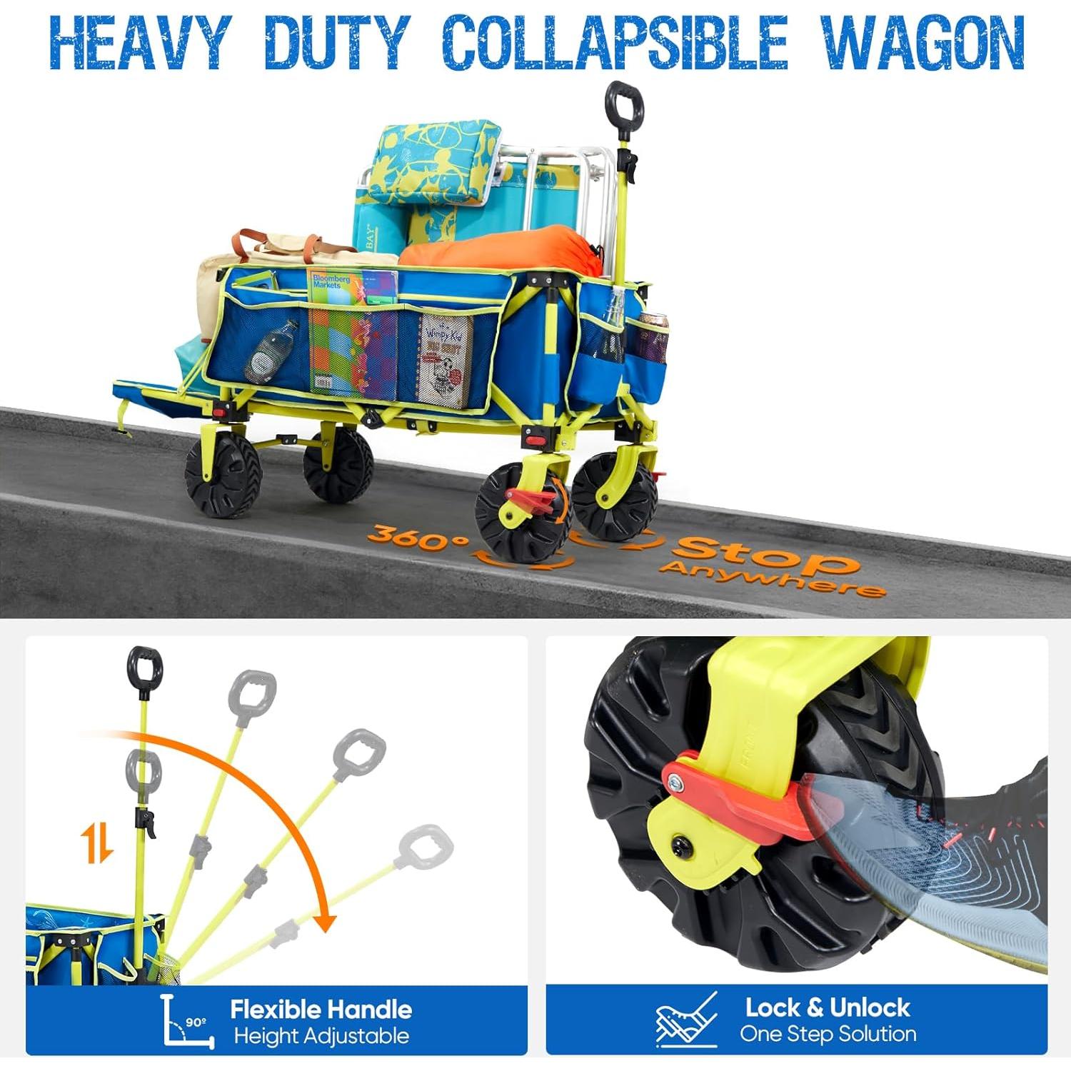 Carro de Playa Plegable Old Bahama Bay 2 en 1 136 kg