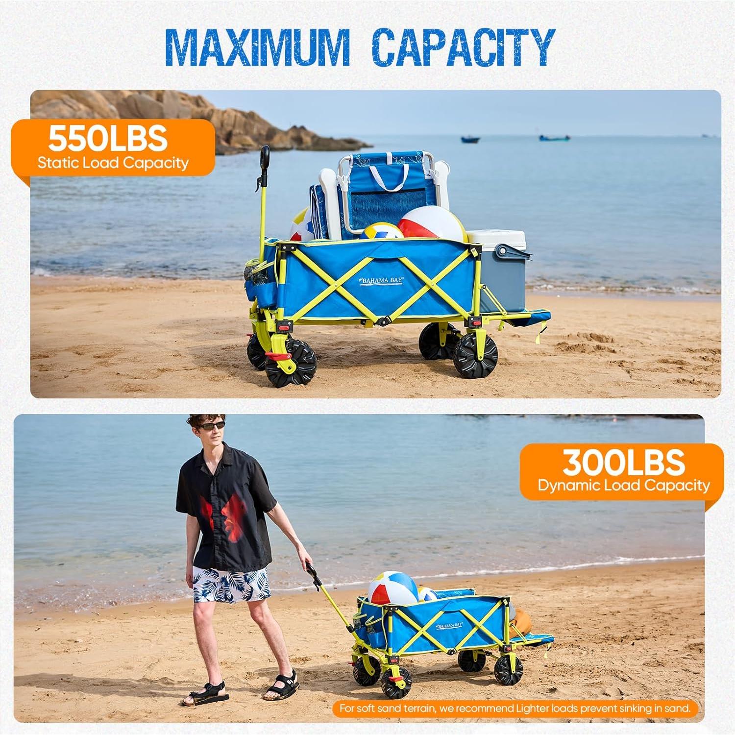 Carro de Playa Plegable Old Bahama Bay 2 en 1 136 kg