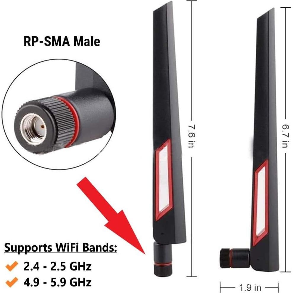 Antenas Wi-Fi Doble Banda 10dBi HighZer0 RP-SMA Macho - Paquete de 2
