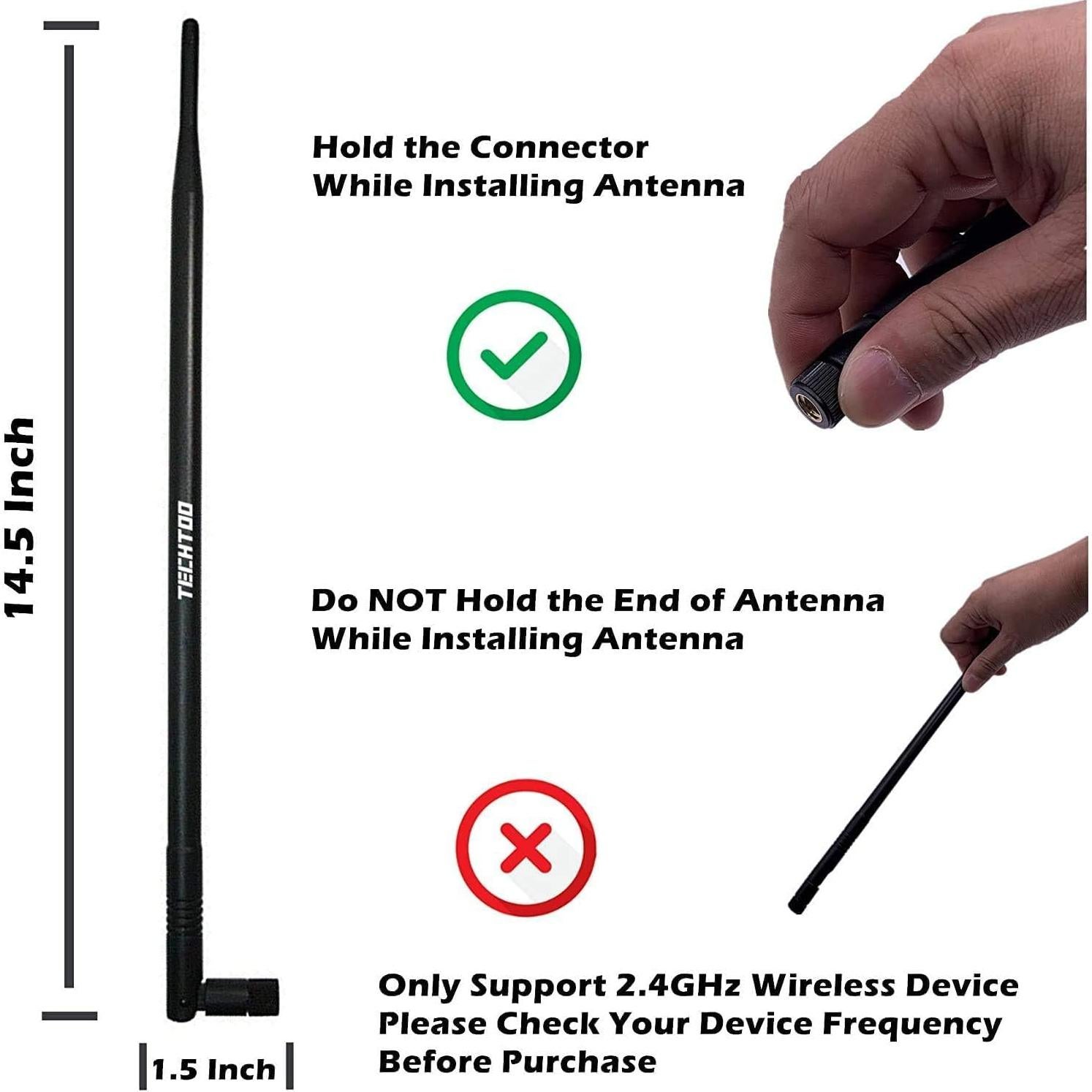 Antena WiFi TECHTOO 9dBi RP-SMA para enrutador y cámaras IP