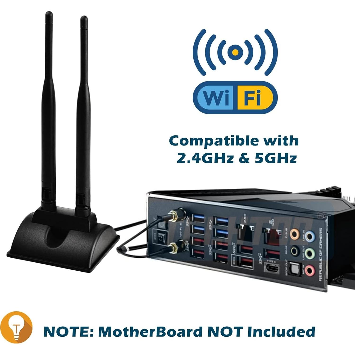 Antena WiFi Doble Banda TECHTOO 2.4GHz 5.8GHz RP-SMA Magnética