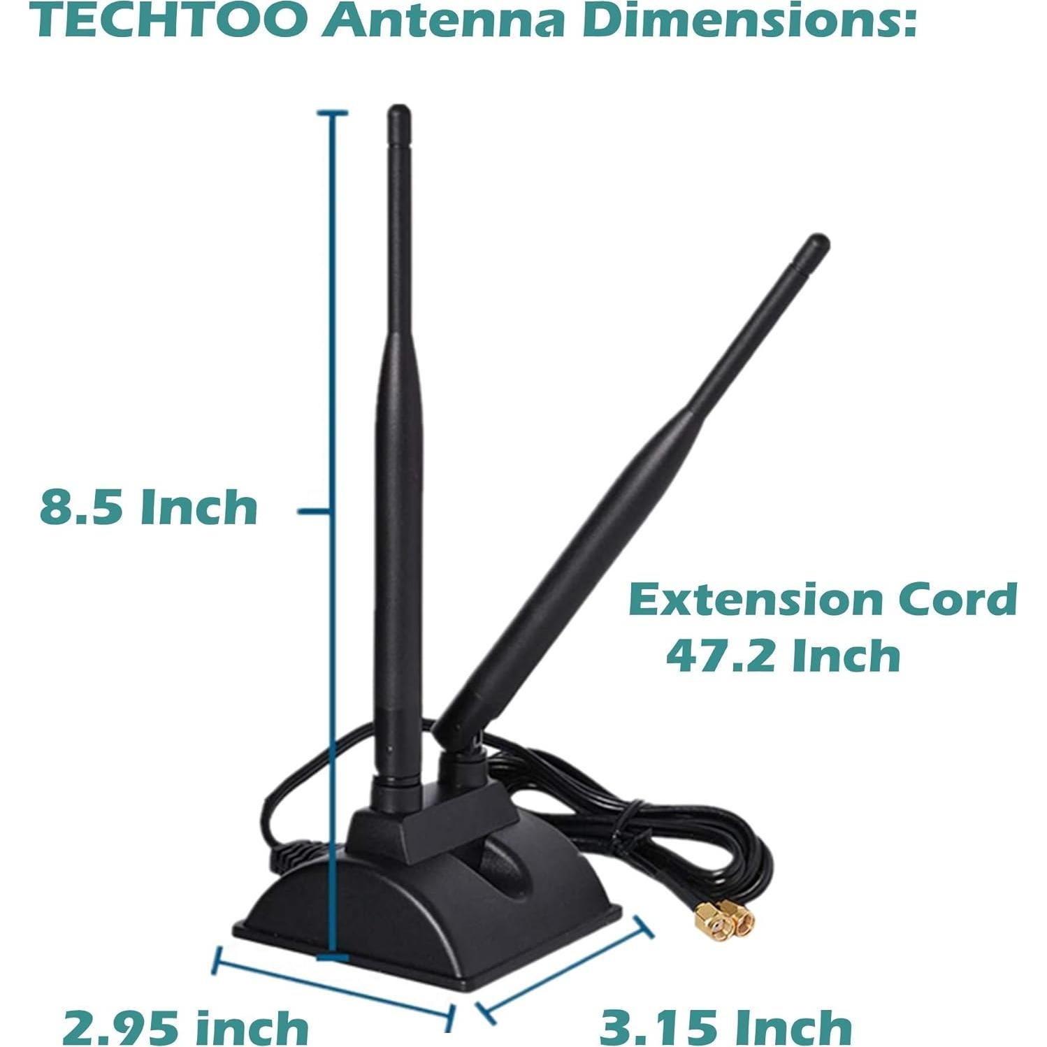 Antena WiFi Doble Banda TECHTOO 2.4GHz 5.8GHz RP-SMA Magnética