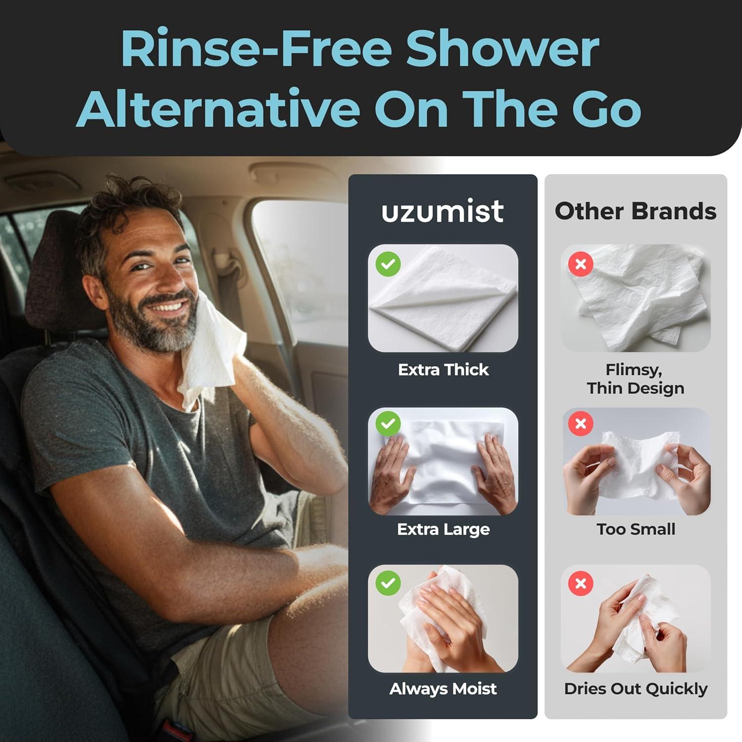 Toallitas Corporales para Camping Uzumist - 50 Unidades XL