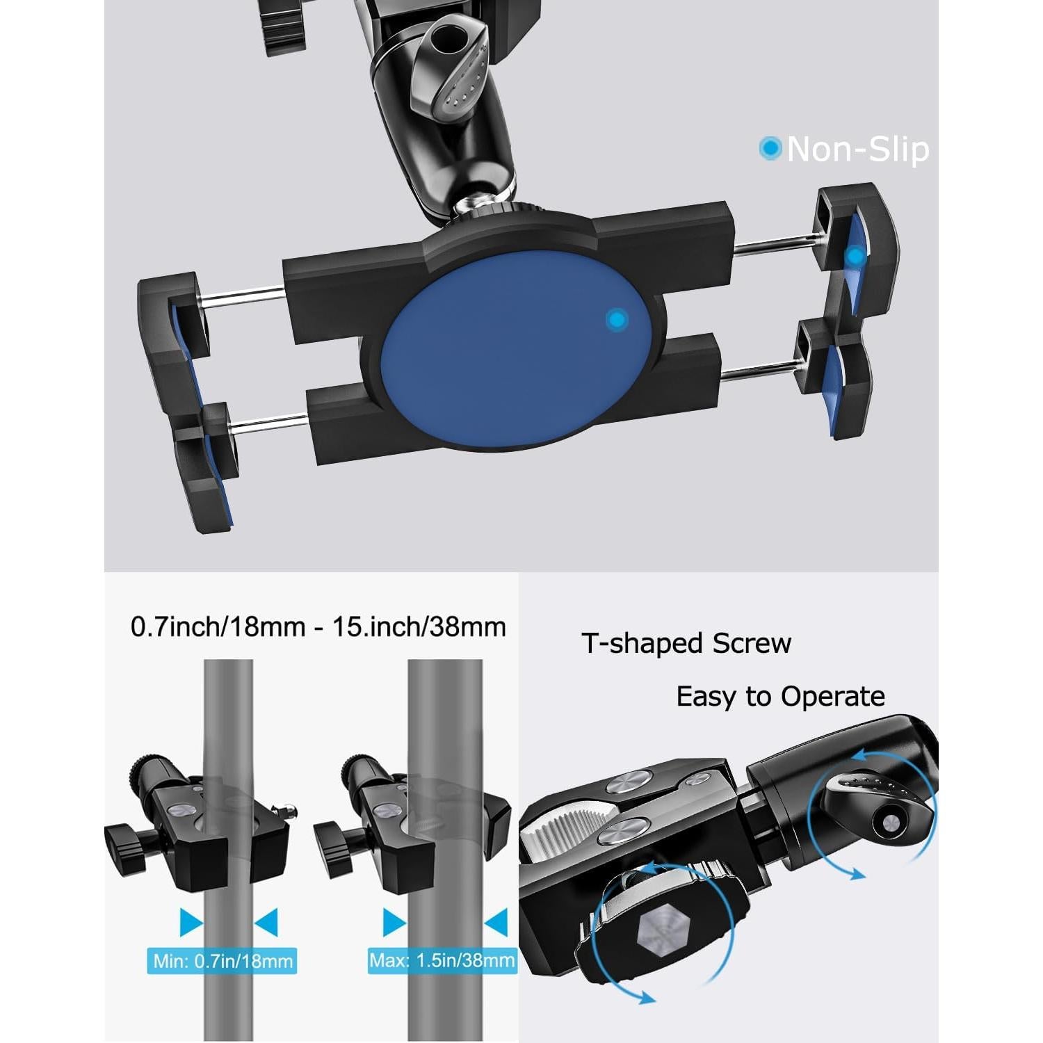Soporte de Tableta para Bicicleta de Aluminio Woleyi 4.7-13"