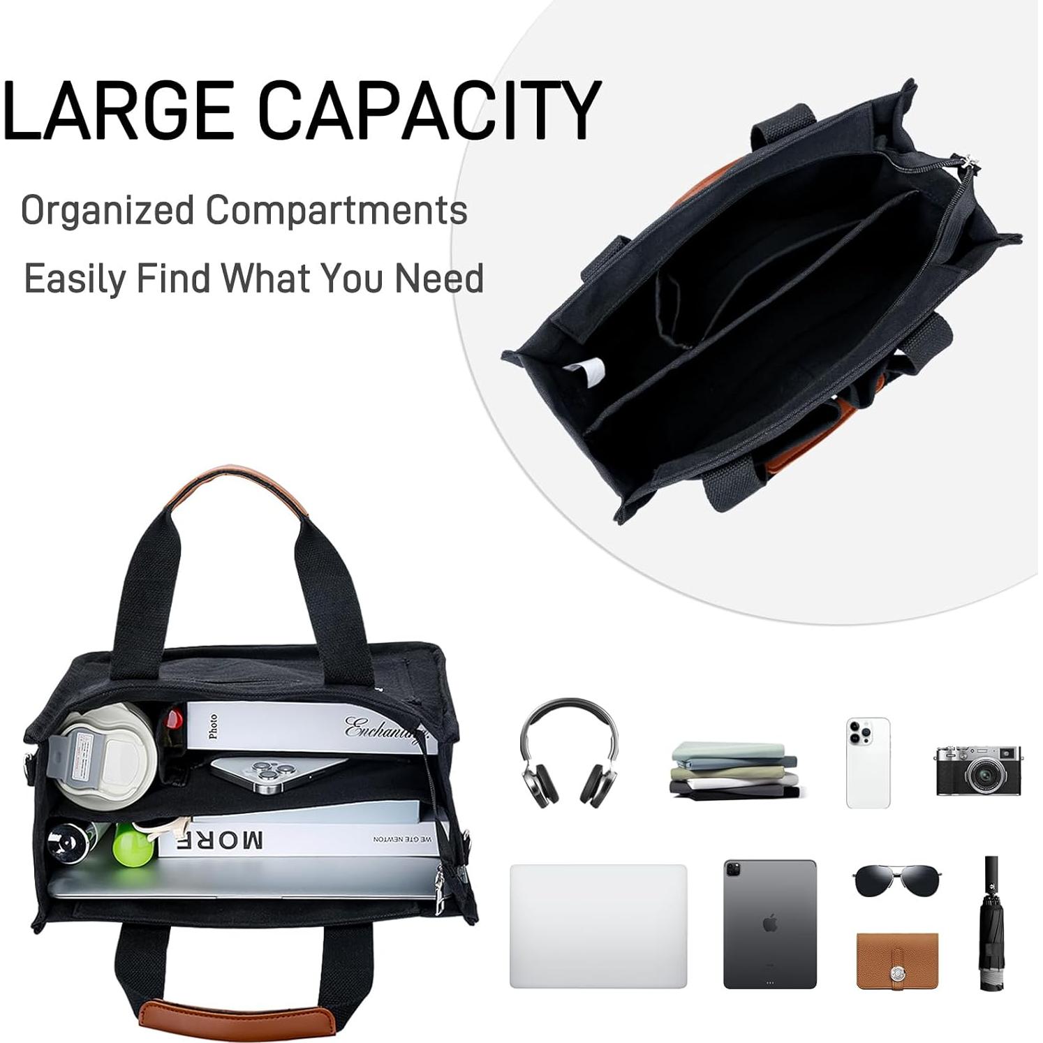 Bolsa Tote de Lona Grande KKXIU para Mujeres con Cremallera