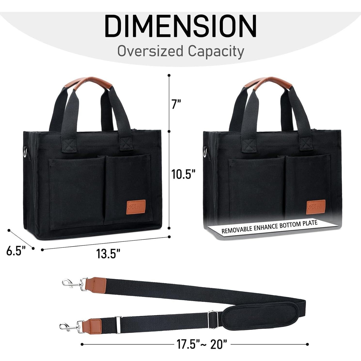 Bolsa Tote de Lona Grande KKXIU para Mujeres con Cremallera