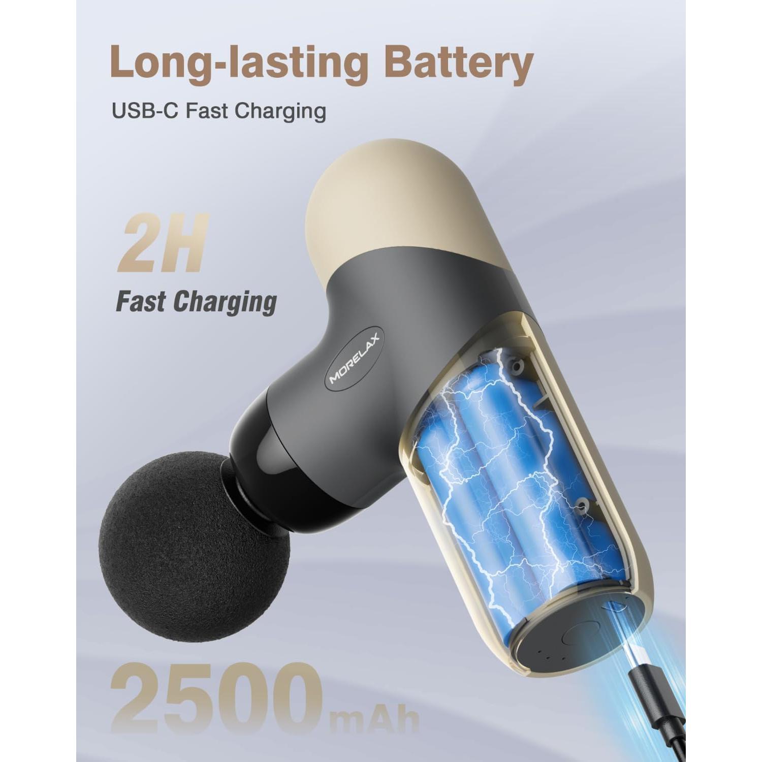 Pistola de Masaje Morelax M893 Portátil 6 Cabezas 4 Velocidades