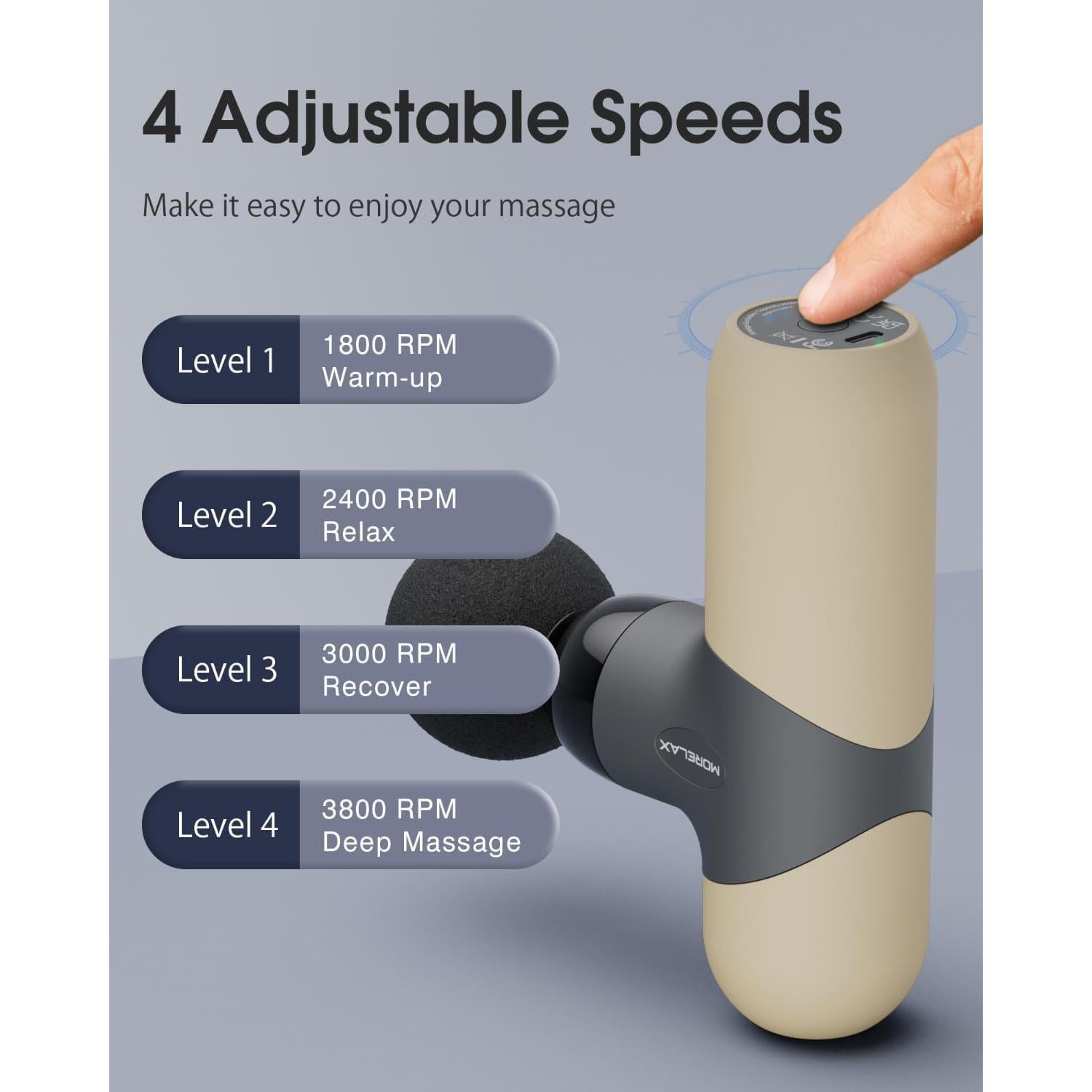 Pistola de Masaje Morelax M893 Portátil 6 Cabezas 4 Velocidades