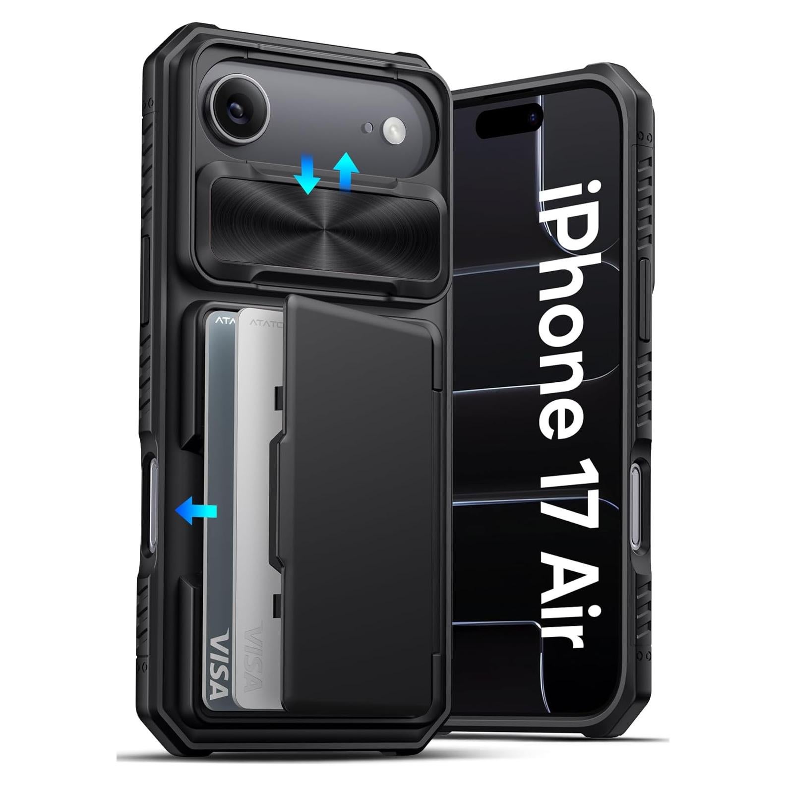 Funda Cartera ATATOO para iPhone Air 6.5" 2025, Negro