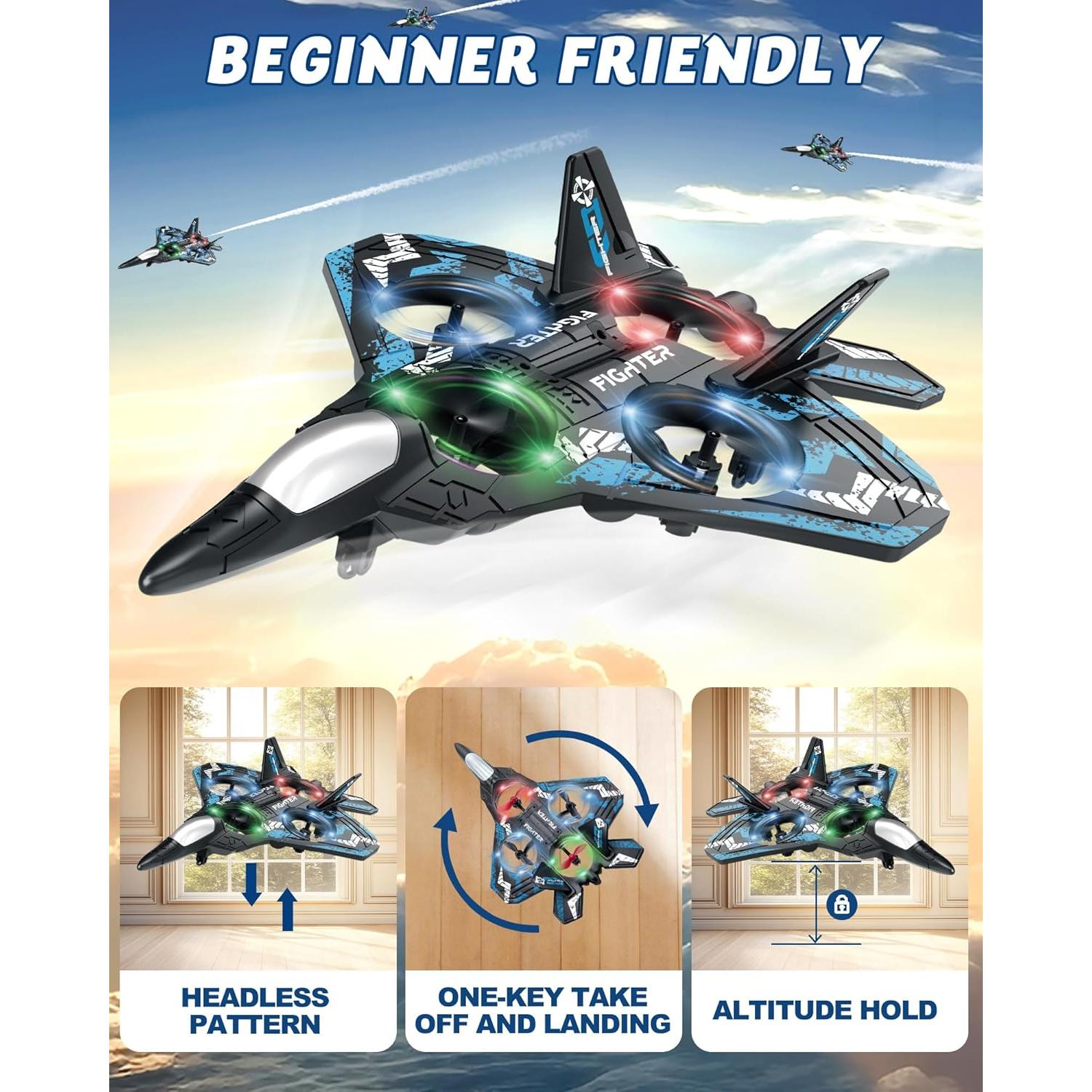 Dron RC JoyRapt Avión con Luces LED y 2 Baterías