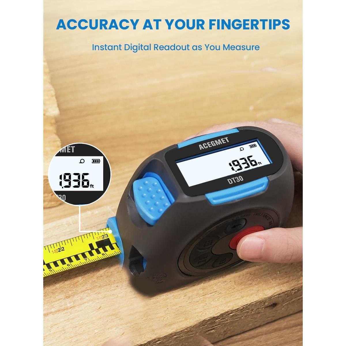 Medidor de Cinta Láser Digital ACEGMET DT30 40m y 5m