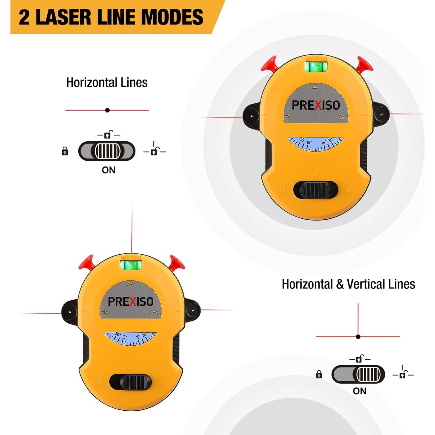 Medidor Láser 65.5m y Nivel Láser PREXISO 9.1m Multifuncional
