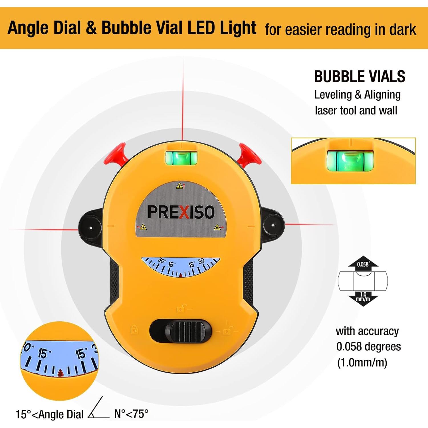 Medidor Láser Verde Recargable PREXISO 80m y Nivel de Superficie