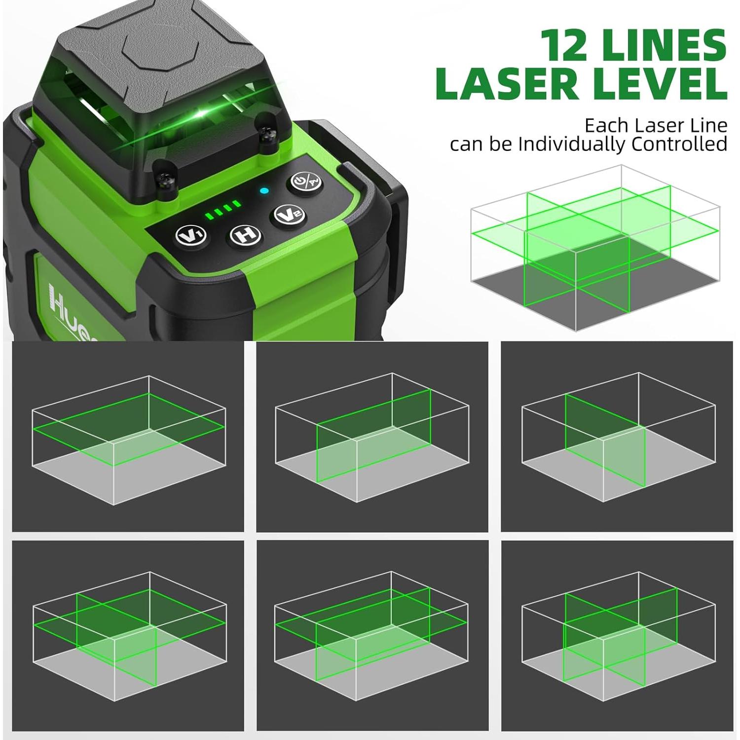 Nivel Láser Huepar 3D 360° Verde Autonivelante con Batería
