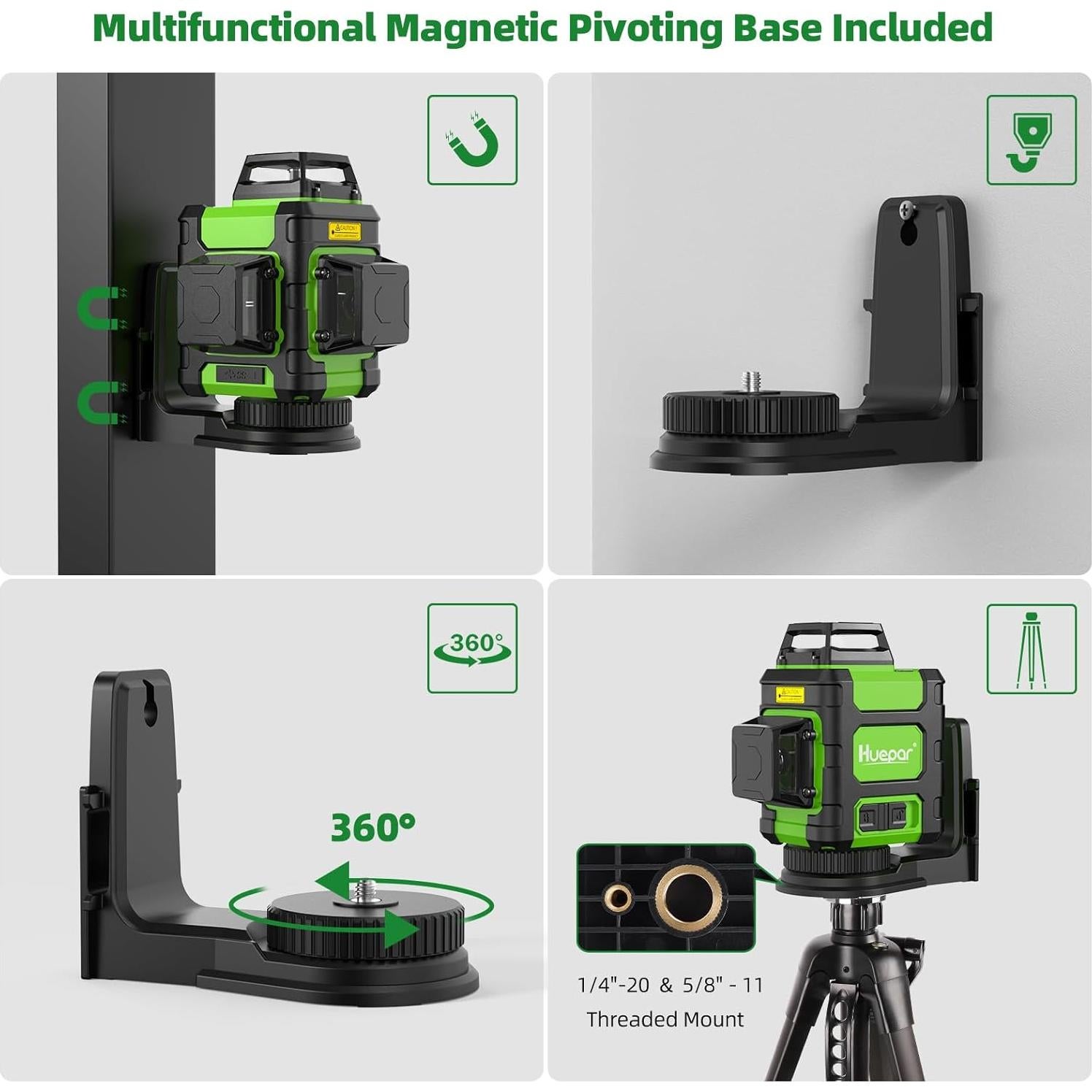 Nivel Láser Huepar 3D 360° Verde Autonivelante con Batería