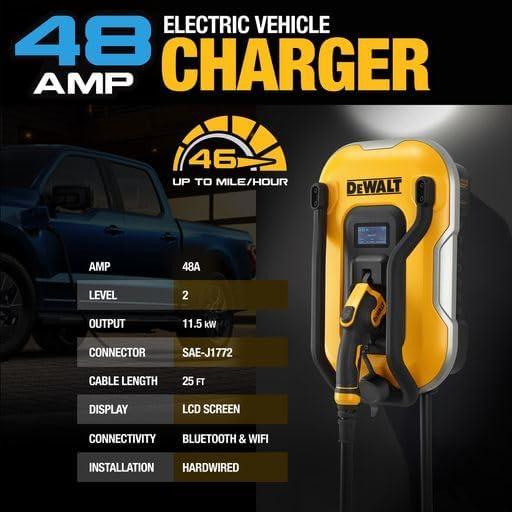 Cargador de Vehículo Eléctrico DEWALT 48A 240V con Bluetooth