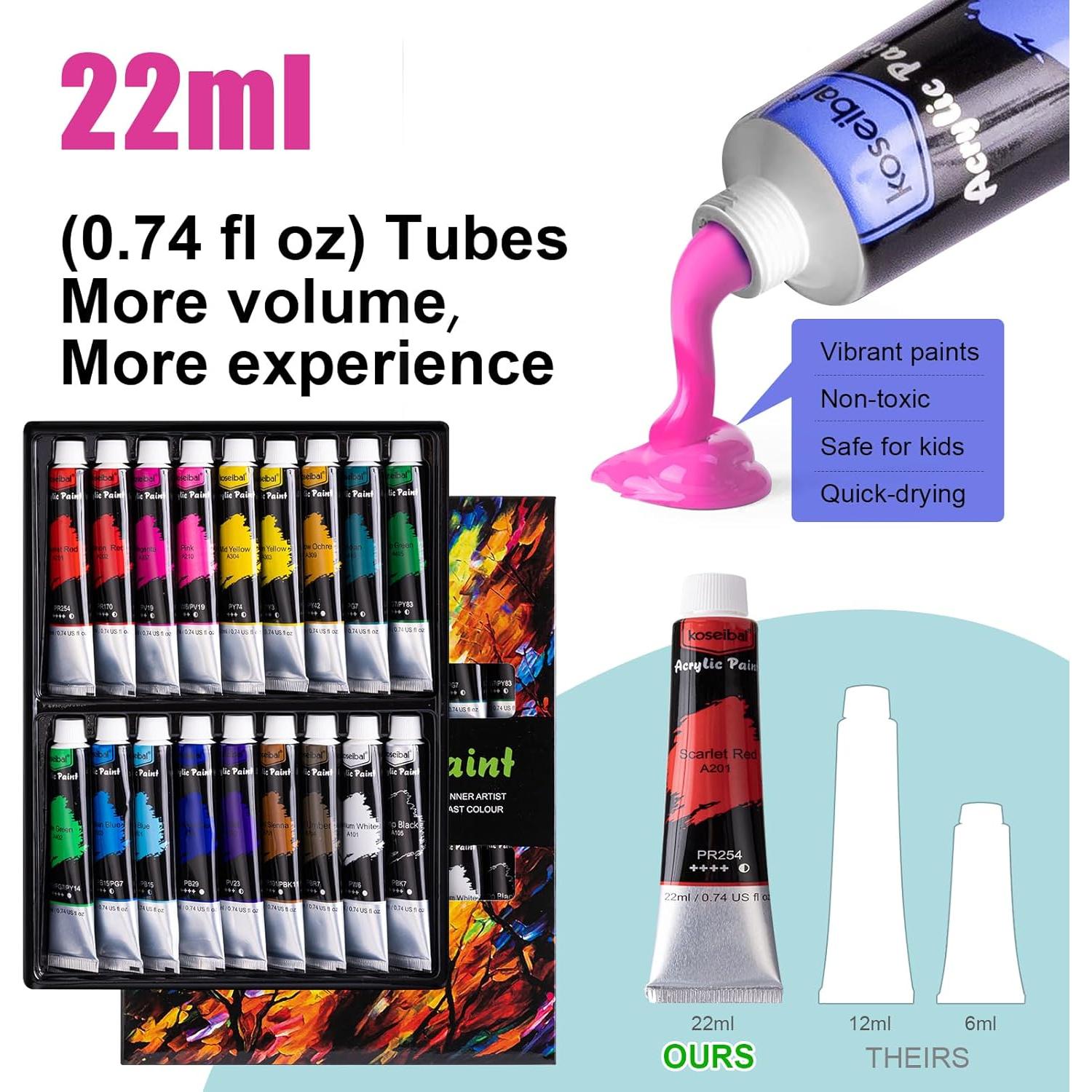 Juego de Pintura Acrílica Koseibal 28 Piezas para Niños