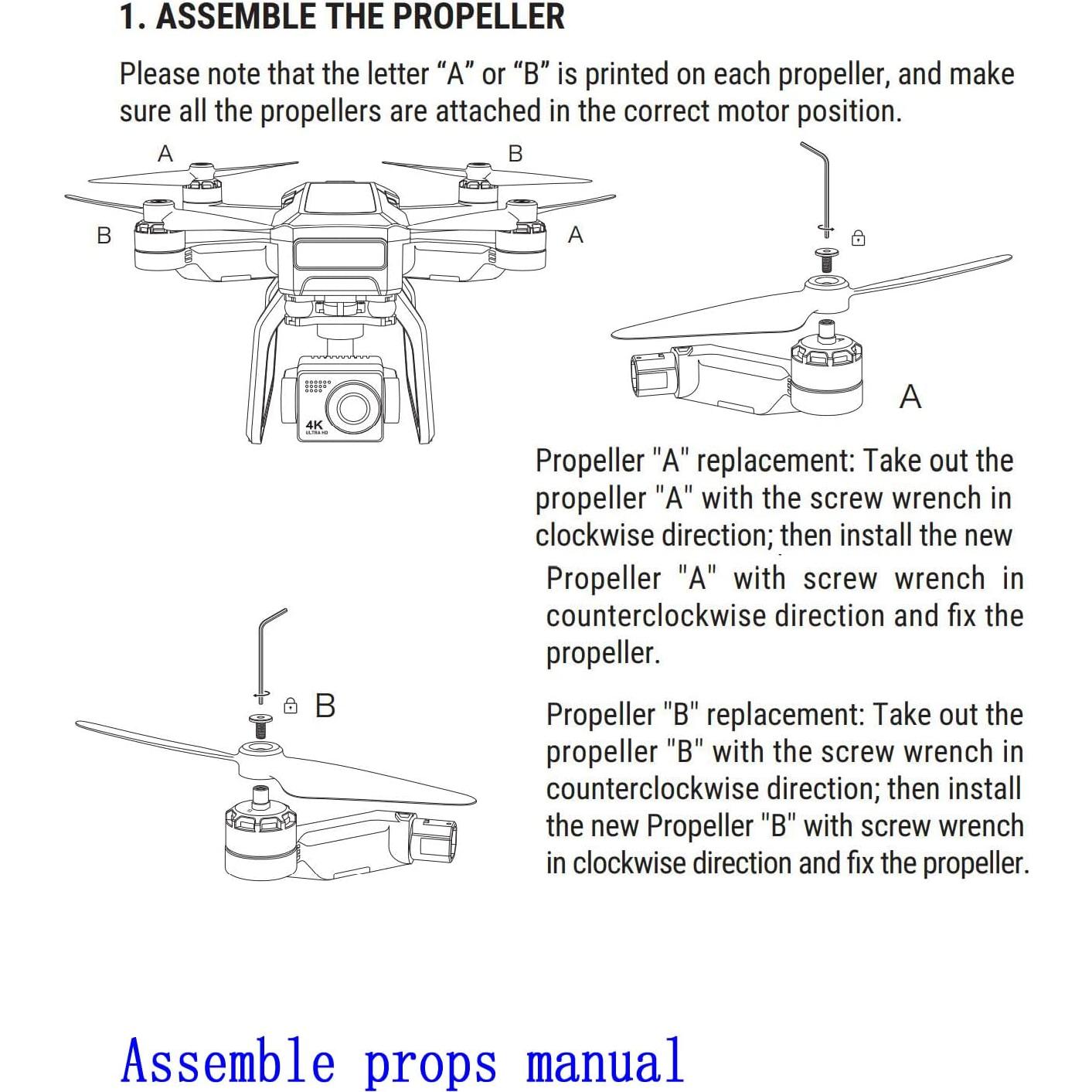 Hélices Plegables Reemplazo Blomiky F7 para Drones Bwine y SJRC