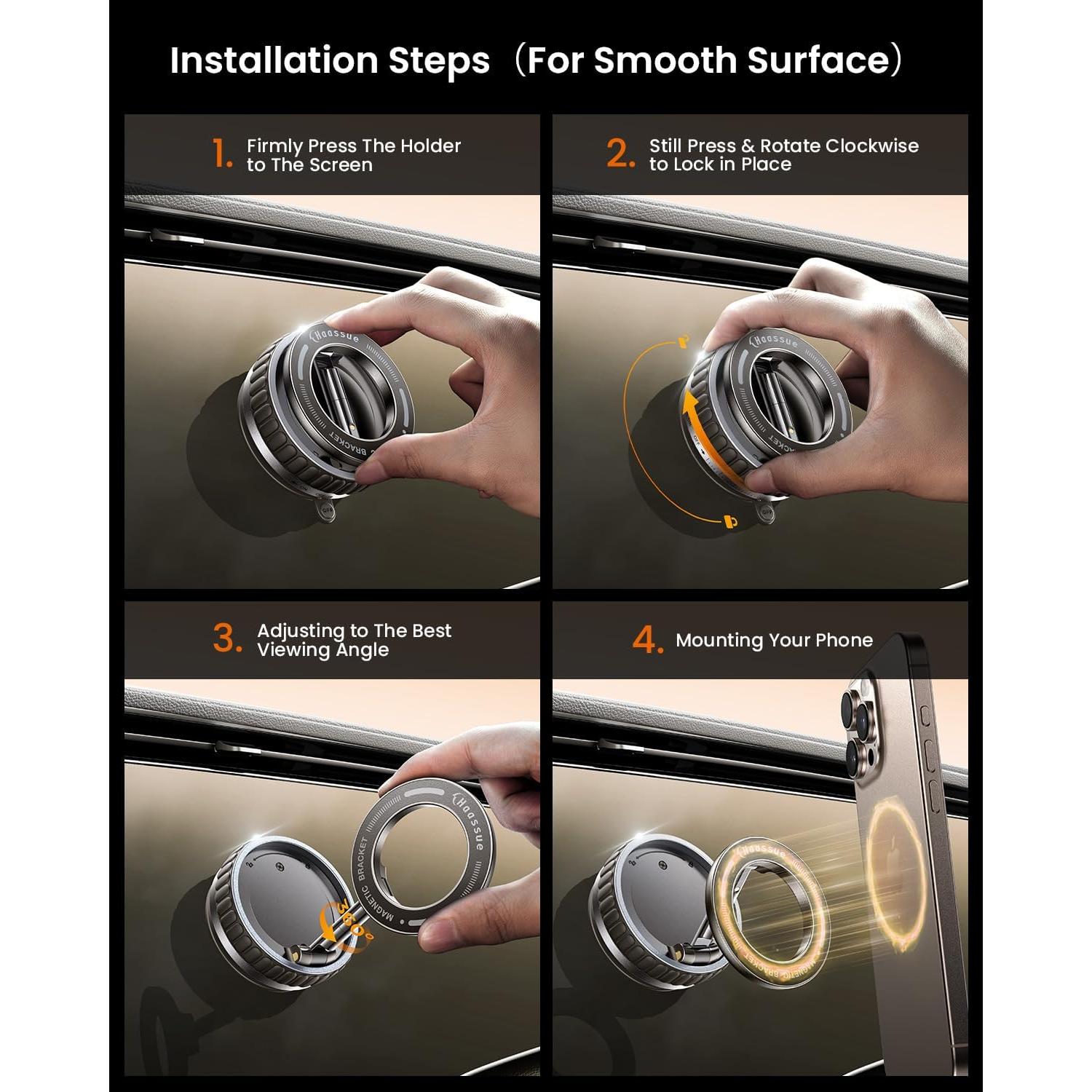 Soporte Magnético para Teléfono de Coche Haassue 360° Negro