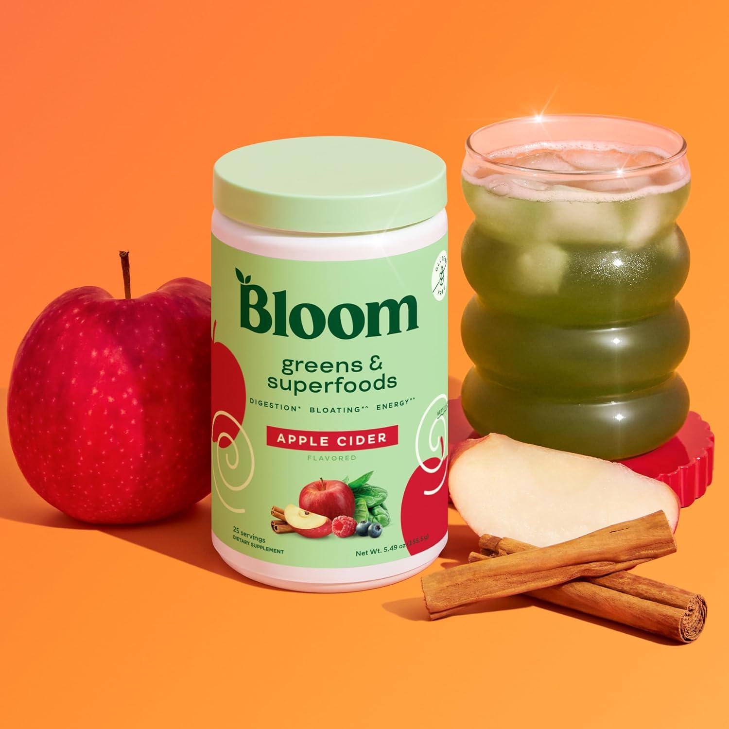 Polvo de Superalimentos Bloom Nutrition Greens 25 Porciones Sidra de Manzana