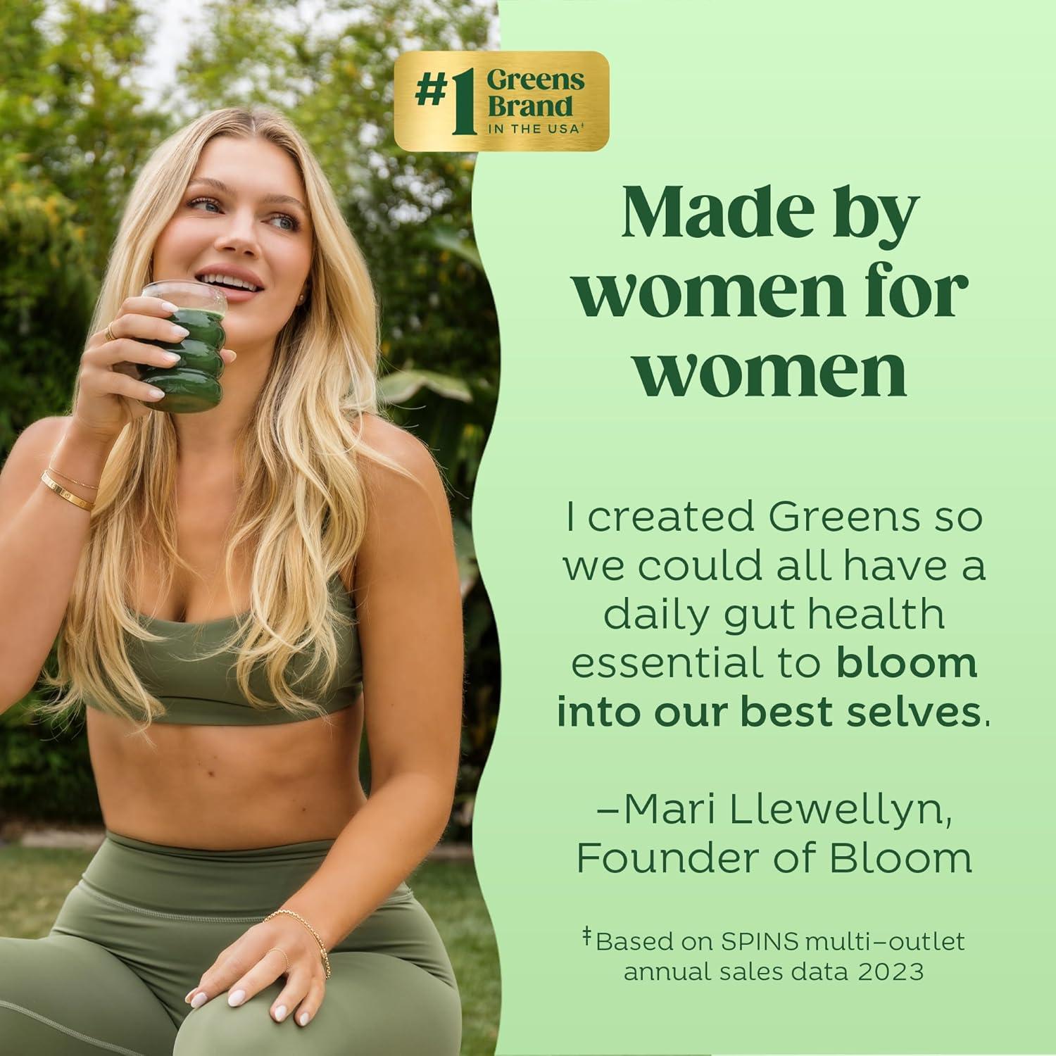 Polvo de Superalimentos Bloom Nutrition Greens 25 Porciones Sidra de Manzana
