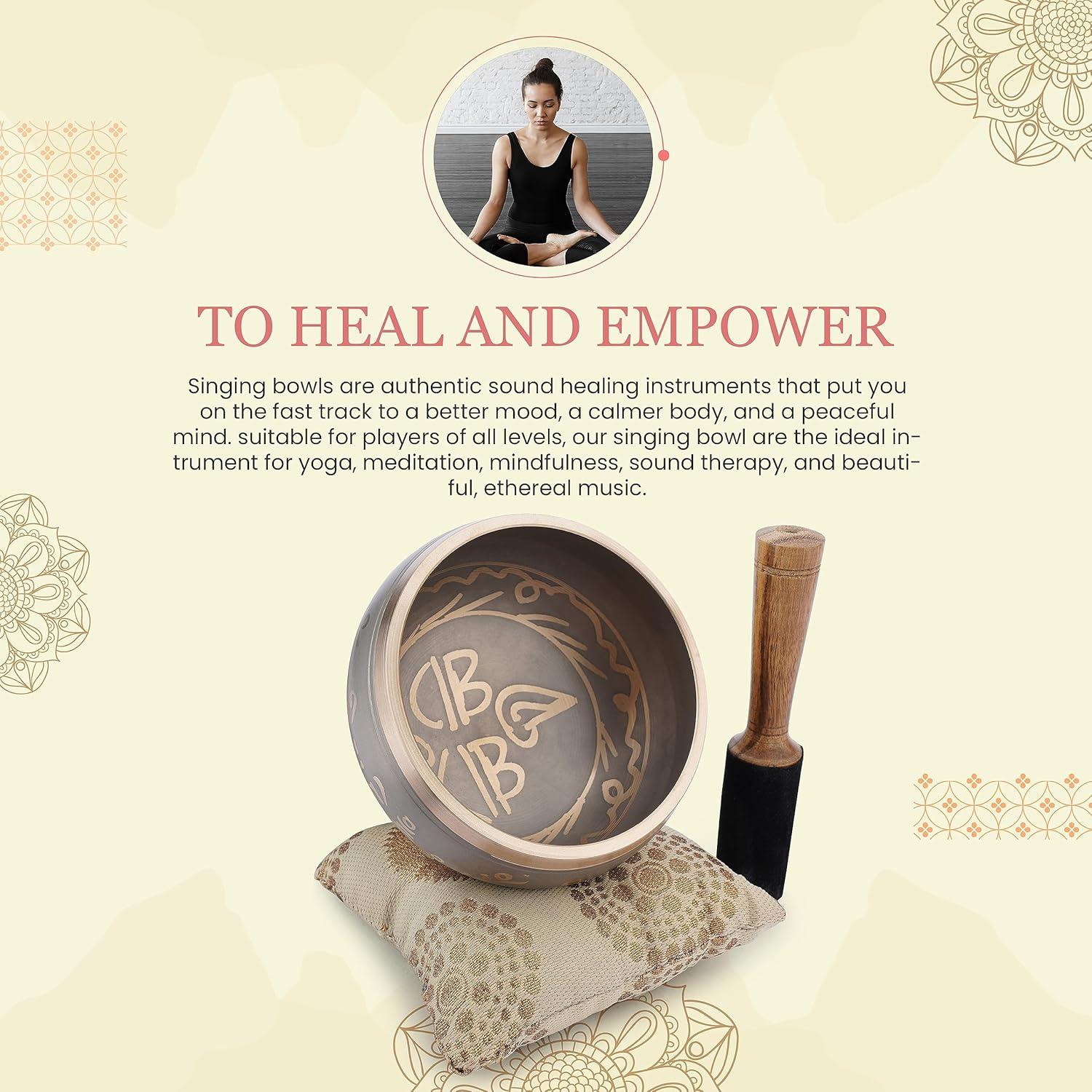 Juego de Cuencos Cantores Tibetanos Ajuny 10.16 cm Beige